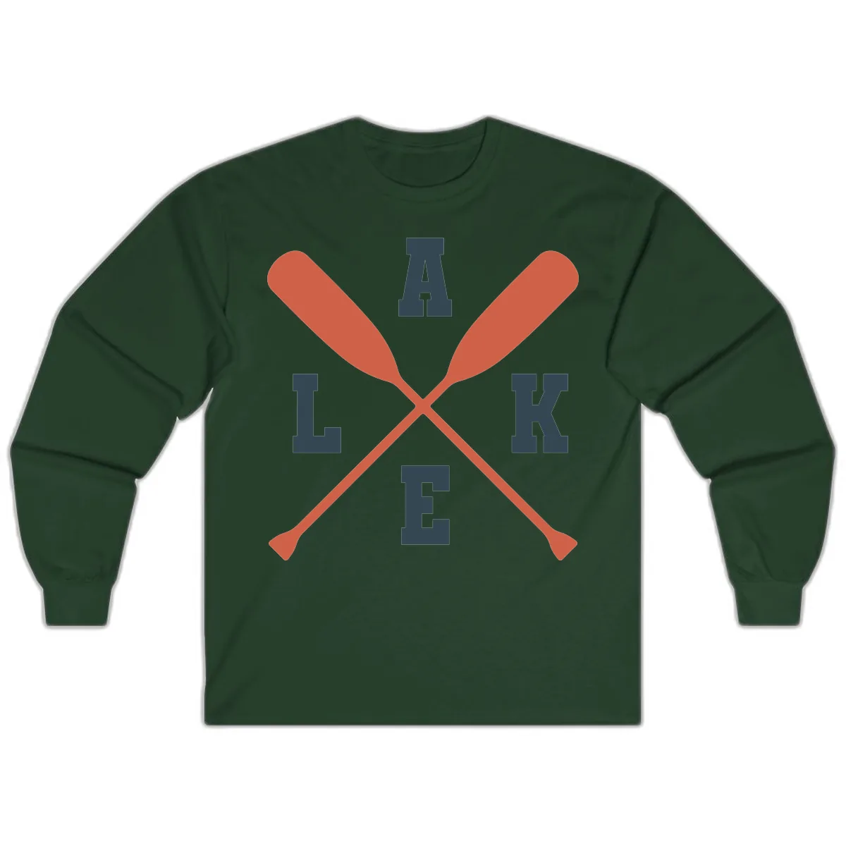 Oar Crossed Lake Life Emblem Long Sleeve in Forest Green