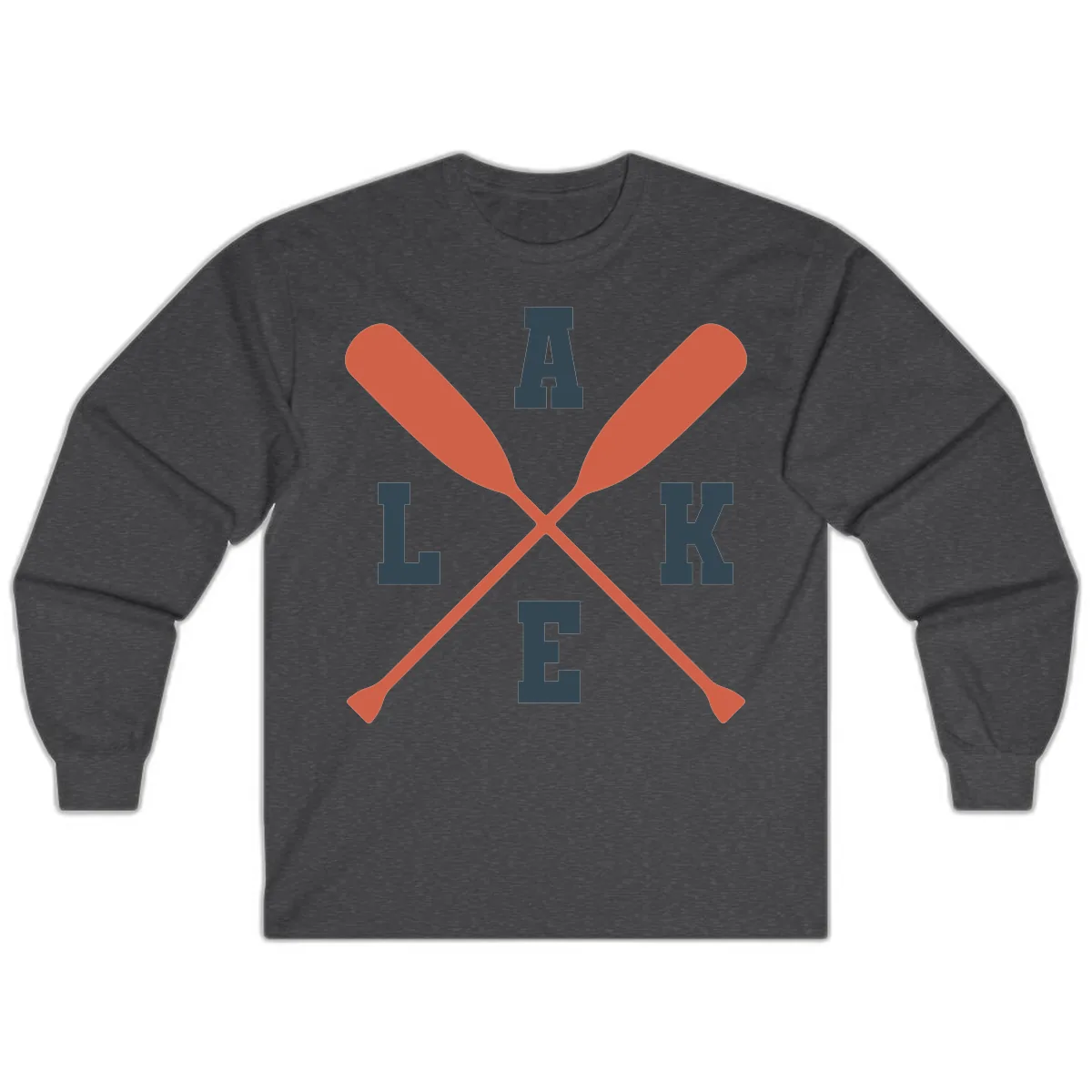 Oar Crossed Lake Life Emblem Long Sleeve in Dark Heather