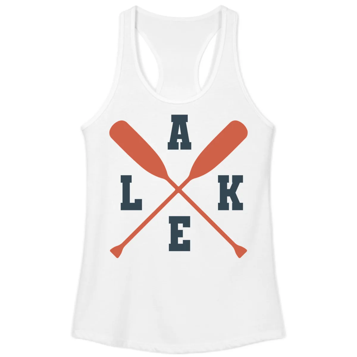 Oar Crossed Lake Life Emblem Ladies Tank in White