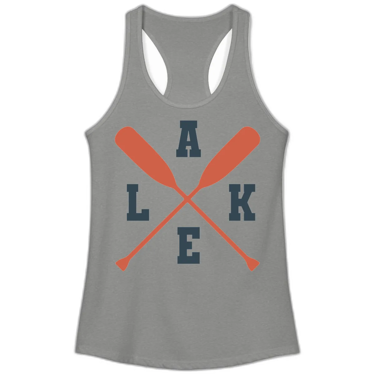 Oar Crossed Lake Life Emblem Ladies Tank in Heather Grey