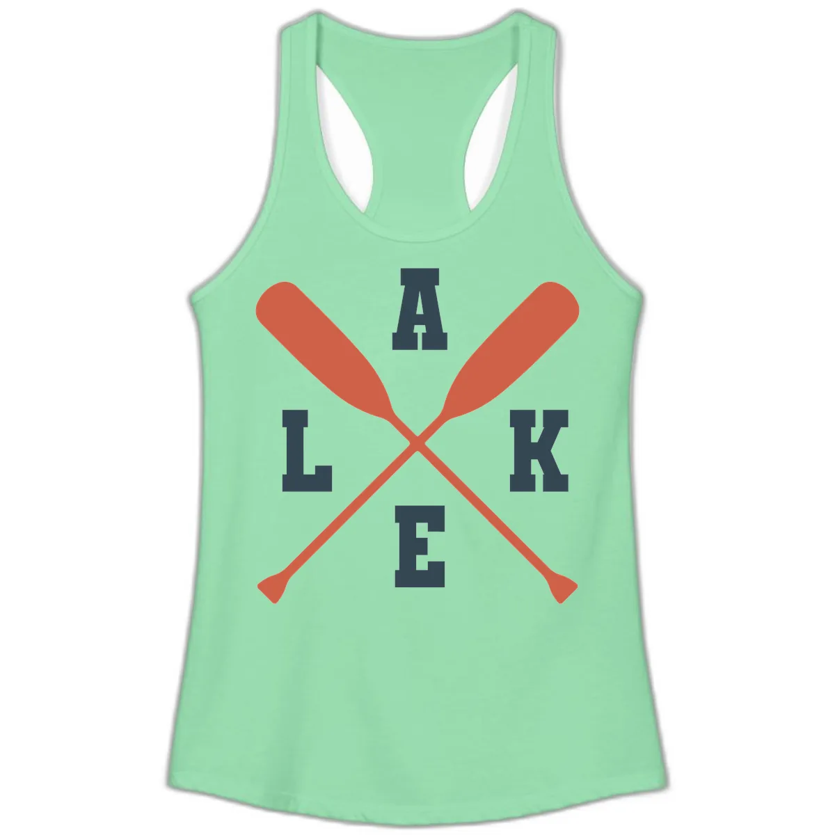 Oar Crossed Lake Life Emblem Ladies Tank in Solid Mint