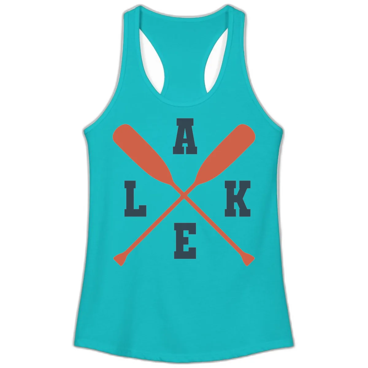 Oar Crossed Lake Life Emblem Ladies Tank in Tahiti Blue