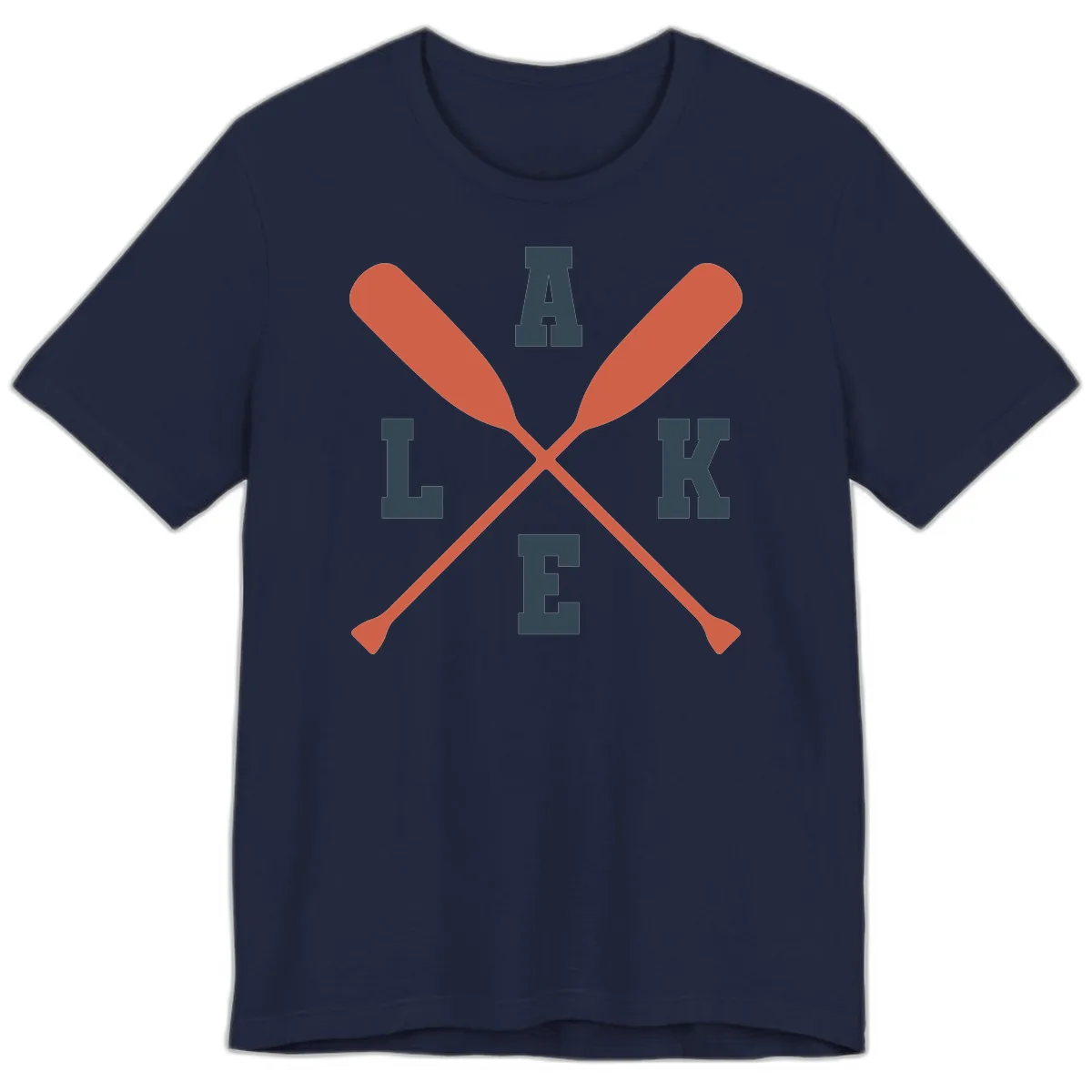 Oar Crossed Lake Life Emblem Premium T-Shirt in Navy