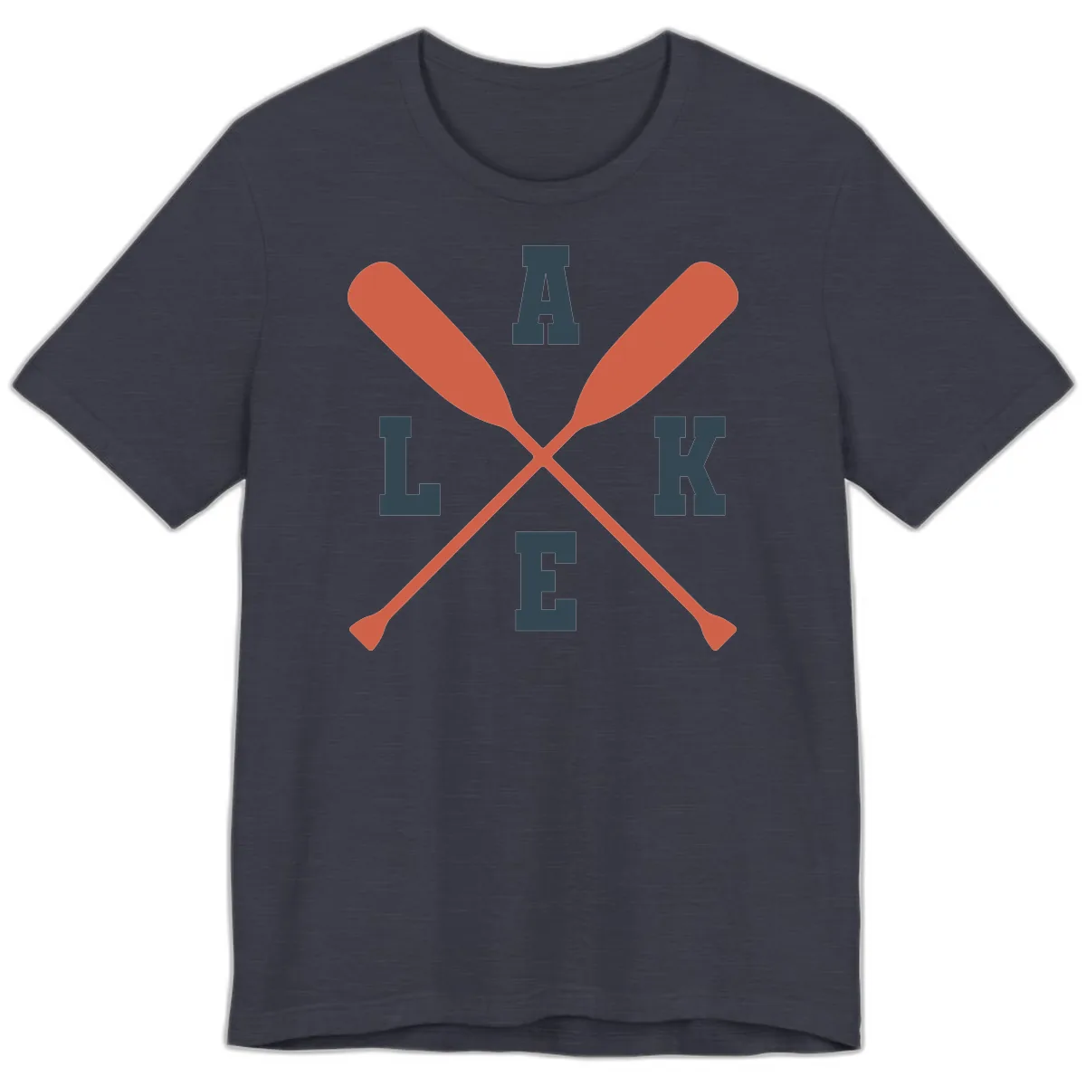 Oar Crossed Lake Life Emblem Premium T-Shirt in Heather Midnight Navy