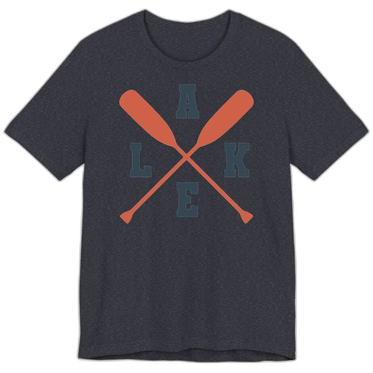 Oar Crossed Lake Life Emblem Premium T-Shirt in Heather Navy