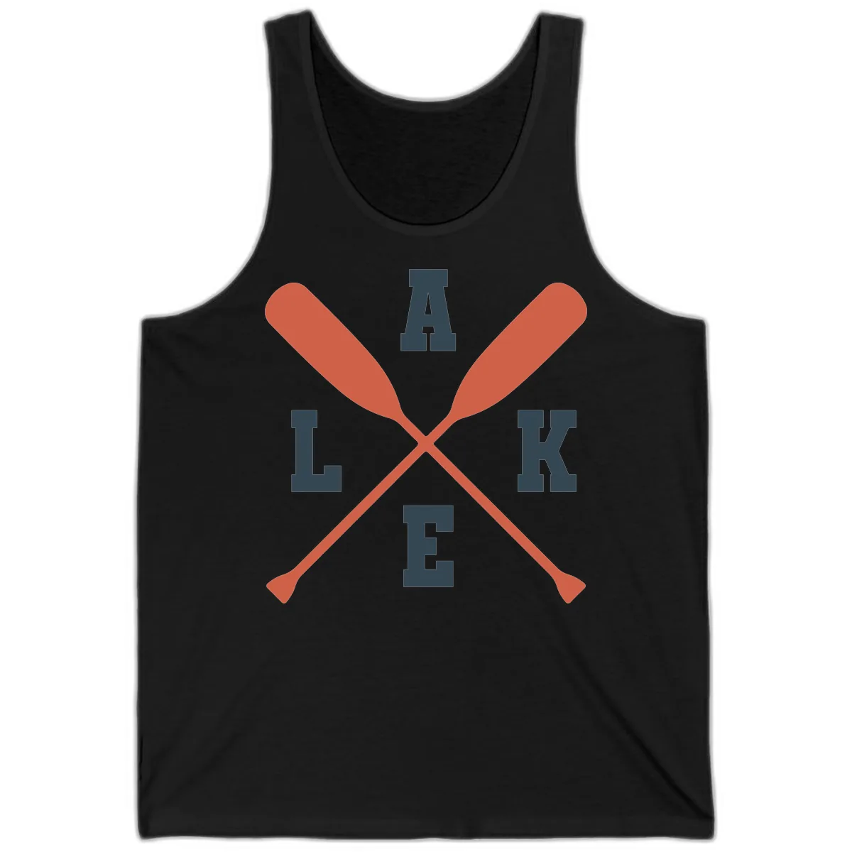 Oar Crossed Lake Life Emblem Tank in Black