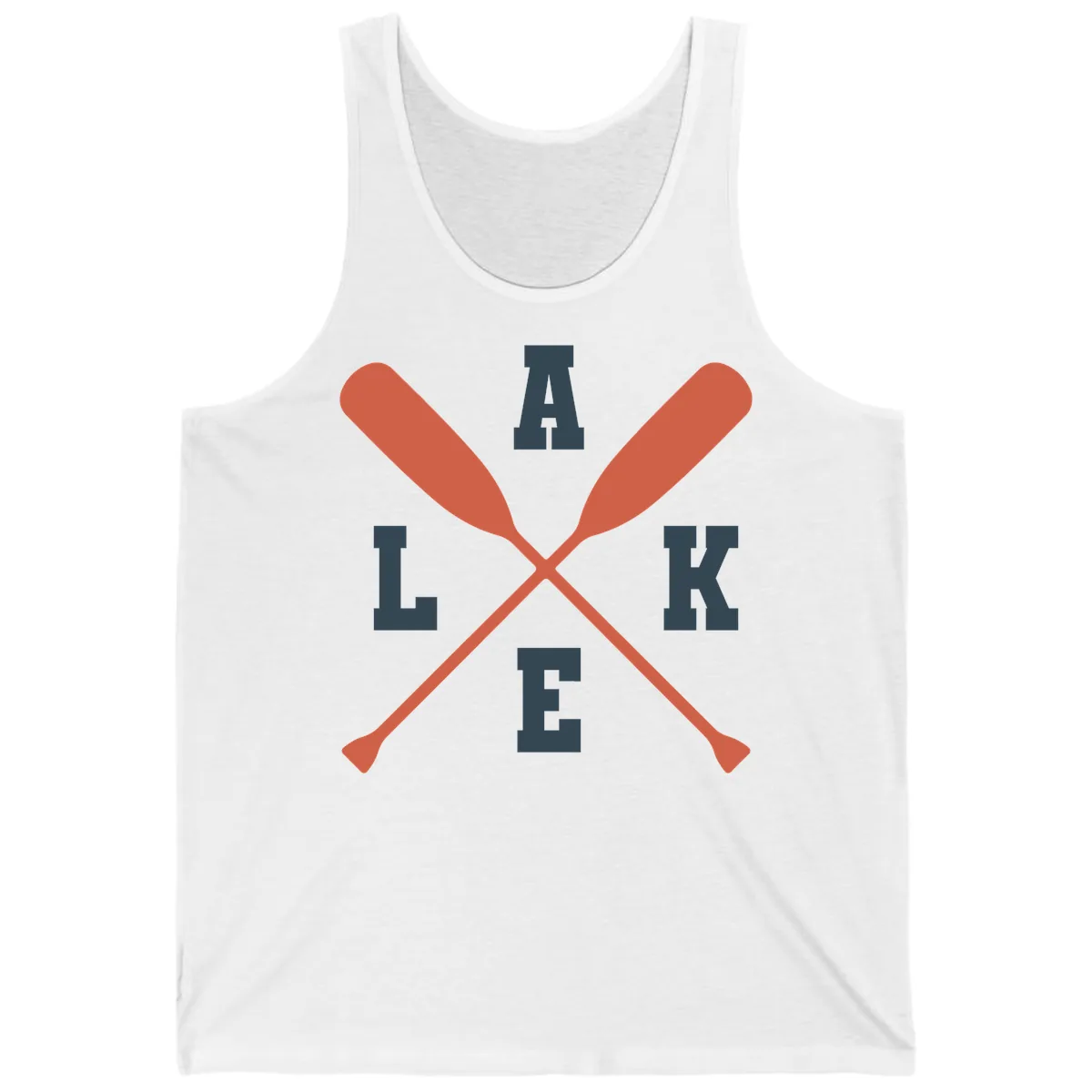 Oar Crossed Lake Life Emblem Tank in White
