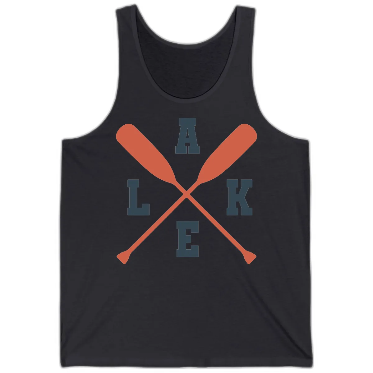 Oar Crossed Lake Life Emblem Tank in Dark Grey