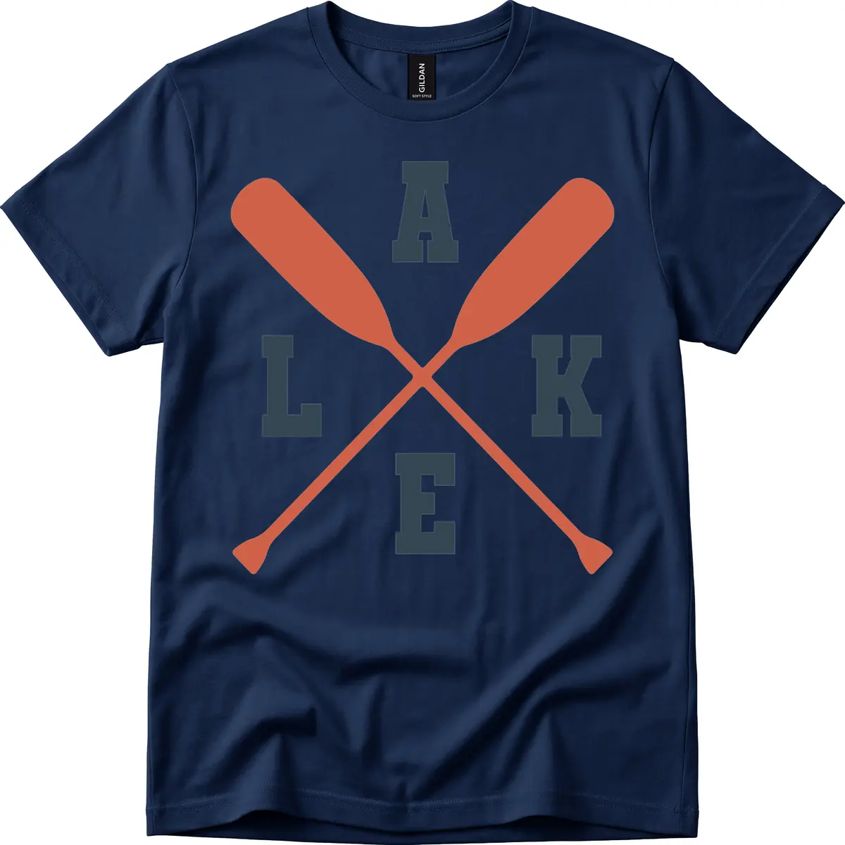 Oar Crossed Lake Life Emblem T-Shirt in Navy