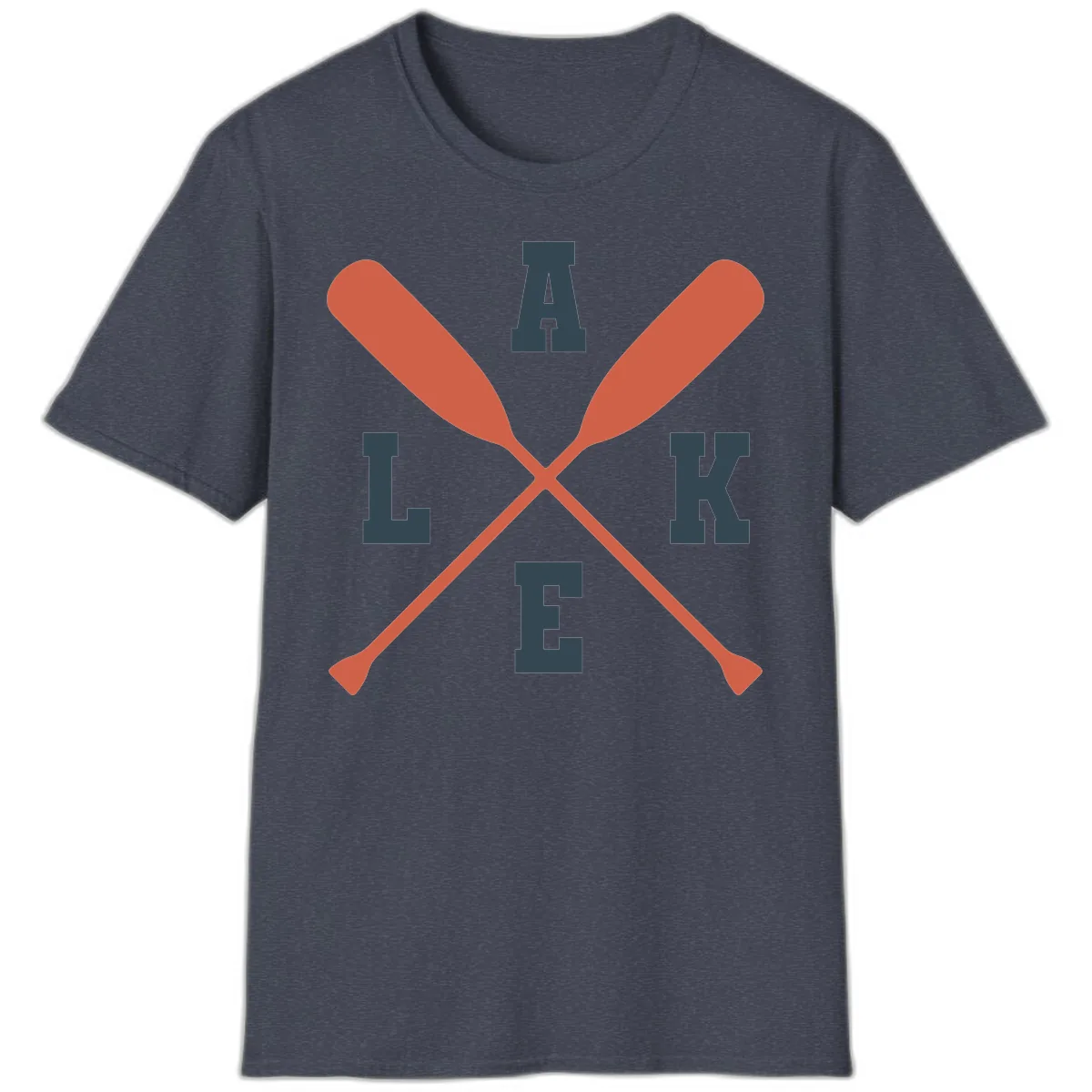 Oar Crossed Lake Life Emblem T-Shirt in Heather Navy
