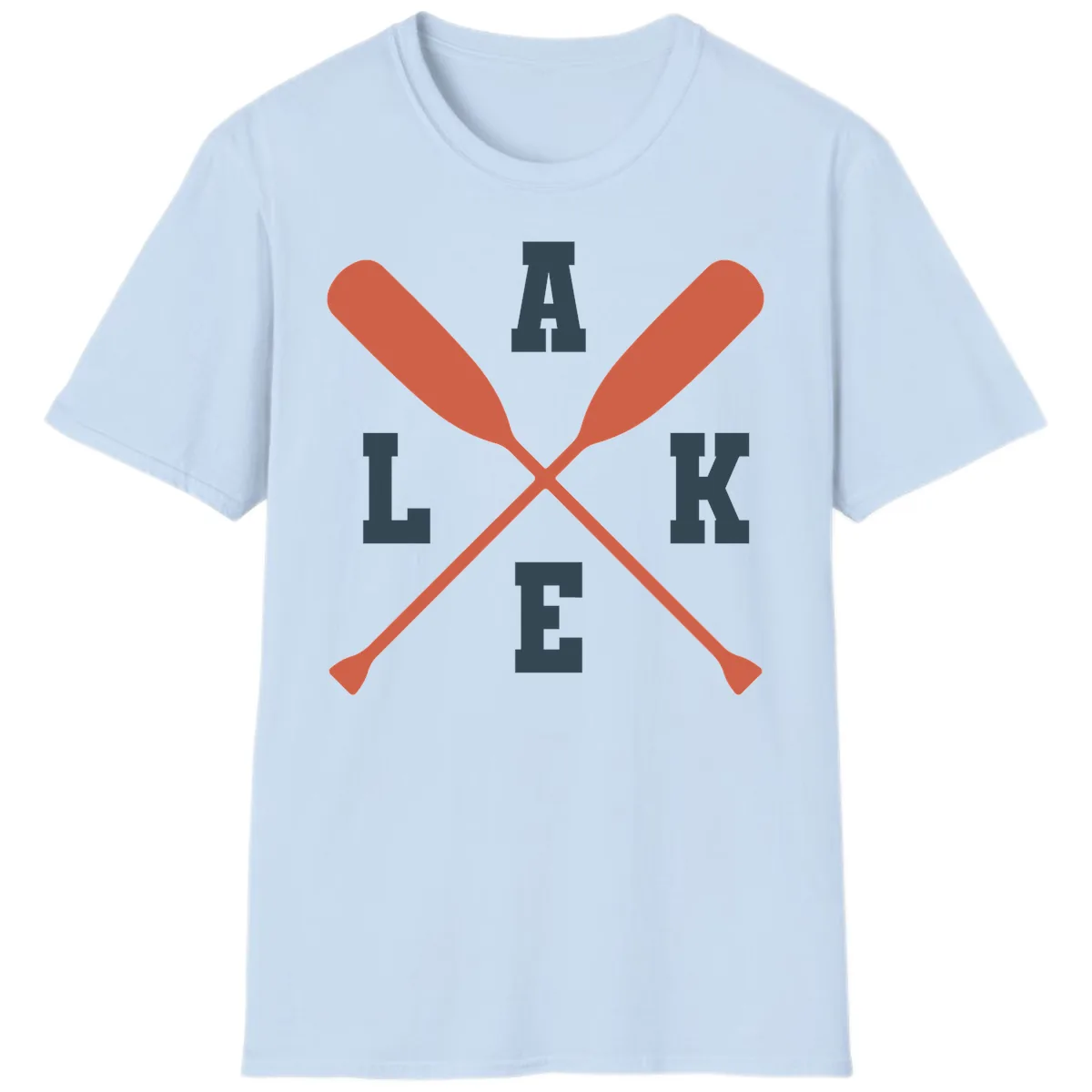 Oar Crossed Lake Life Emblem T-Shirt in Light Blue