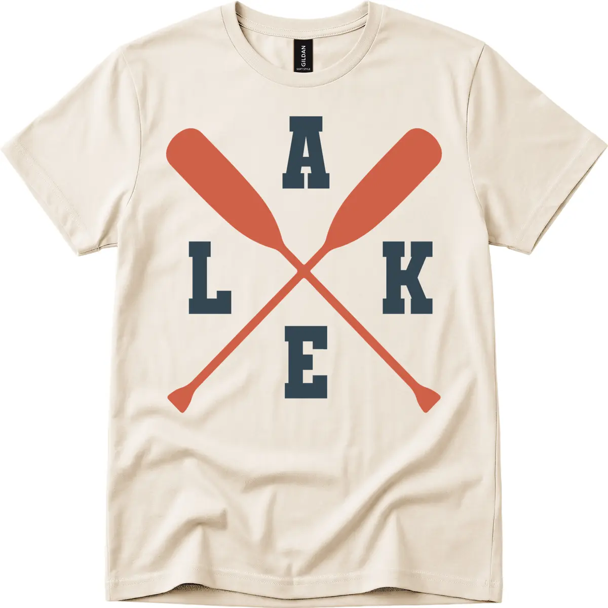 Oar Crossed Lake Life Emblem T-Shirt in Natural
