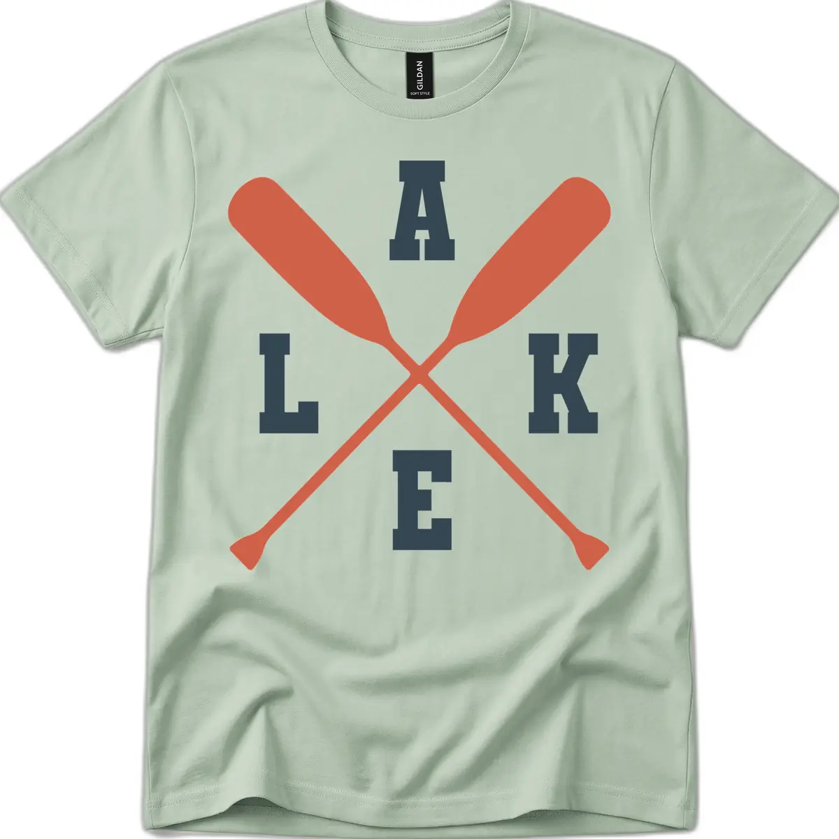 Oar Crossed Lake Life Emblem T-Shirt in Sage