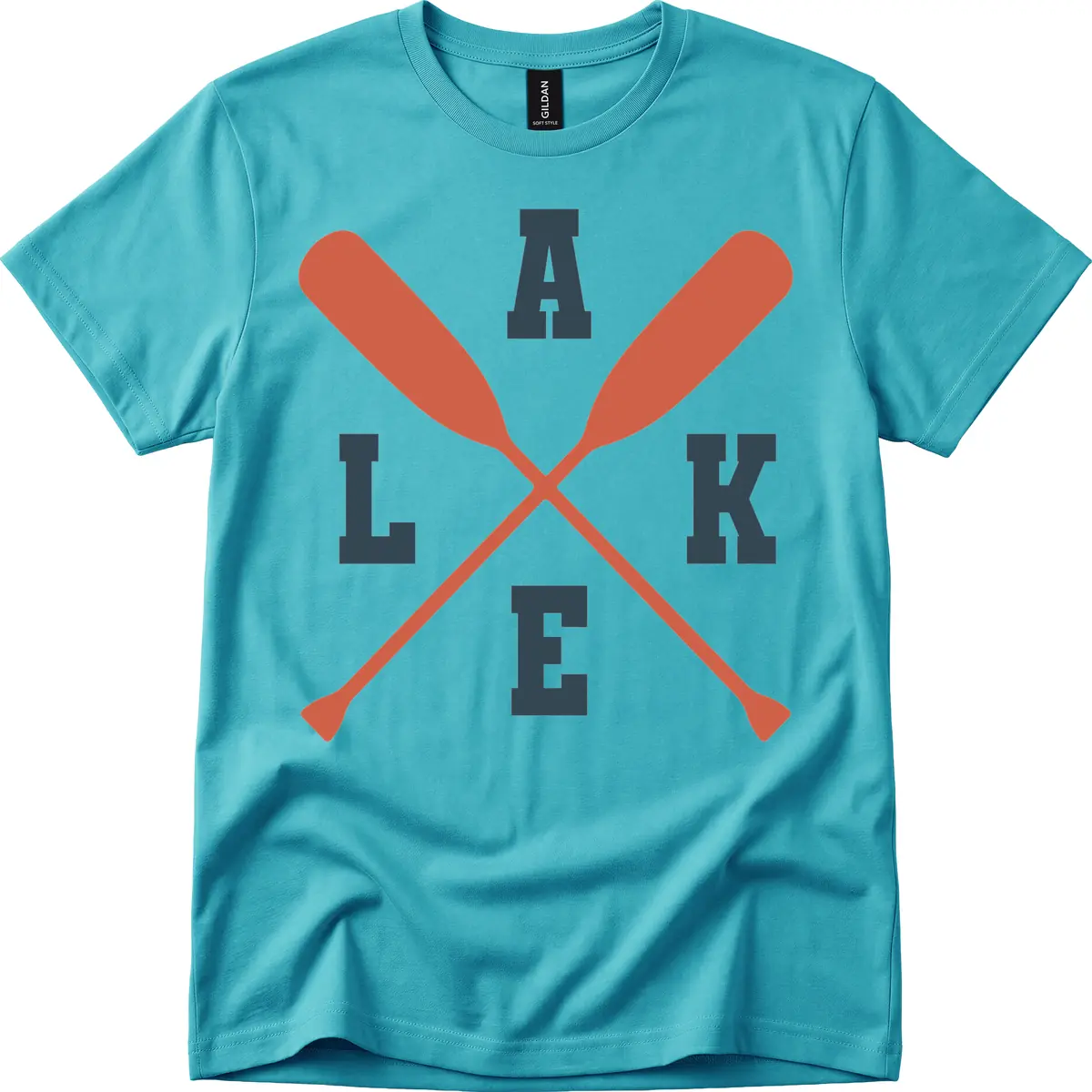 Oar Crossed Lake Life Emblem T-Shirt in Tropical Blue