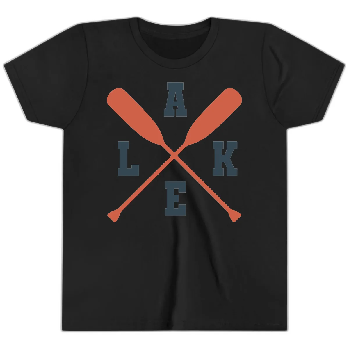 Oar Crossed Lake Life Emblem Youth T-Shirt in Black