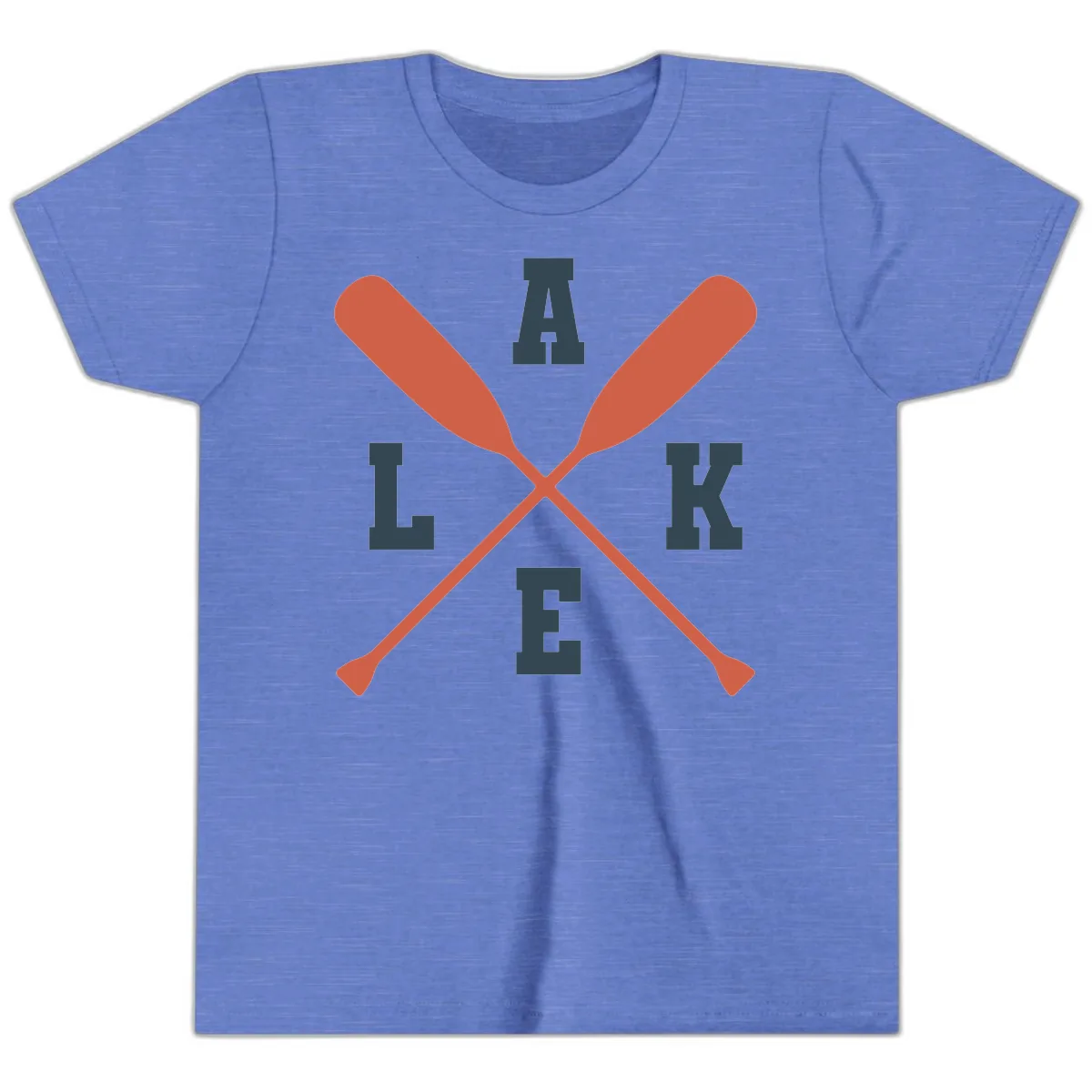 Oar Crossed Lake Life Emblem Youth T-Shirt in Heather Columbia Blue