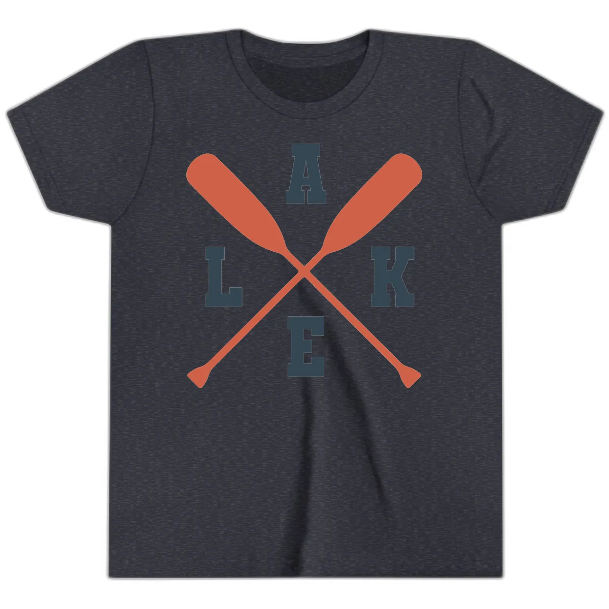 Oar Crossed Lake Life Emblem Youth T-Shirt in Heather Navy