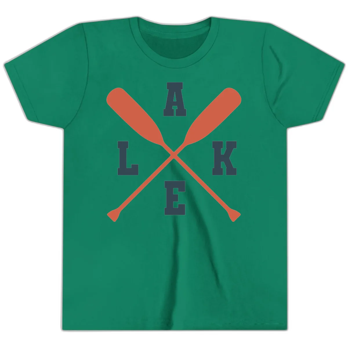 Oar Crossed Lake Life Emblem Youth T-Shirt in Kelly