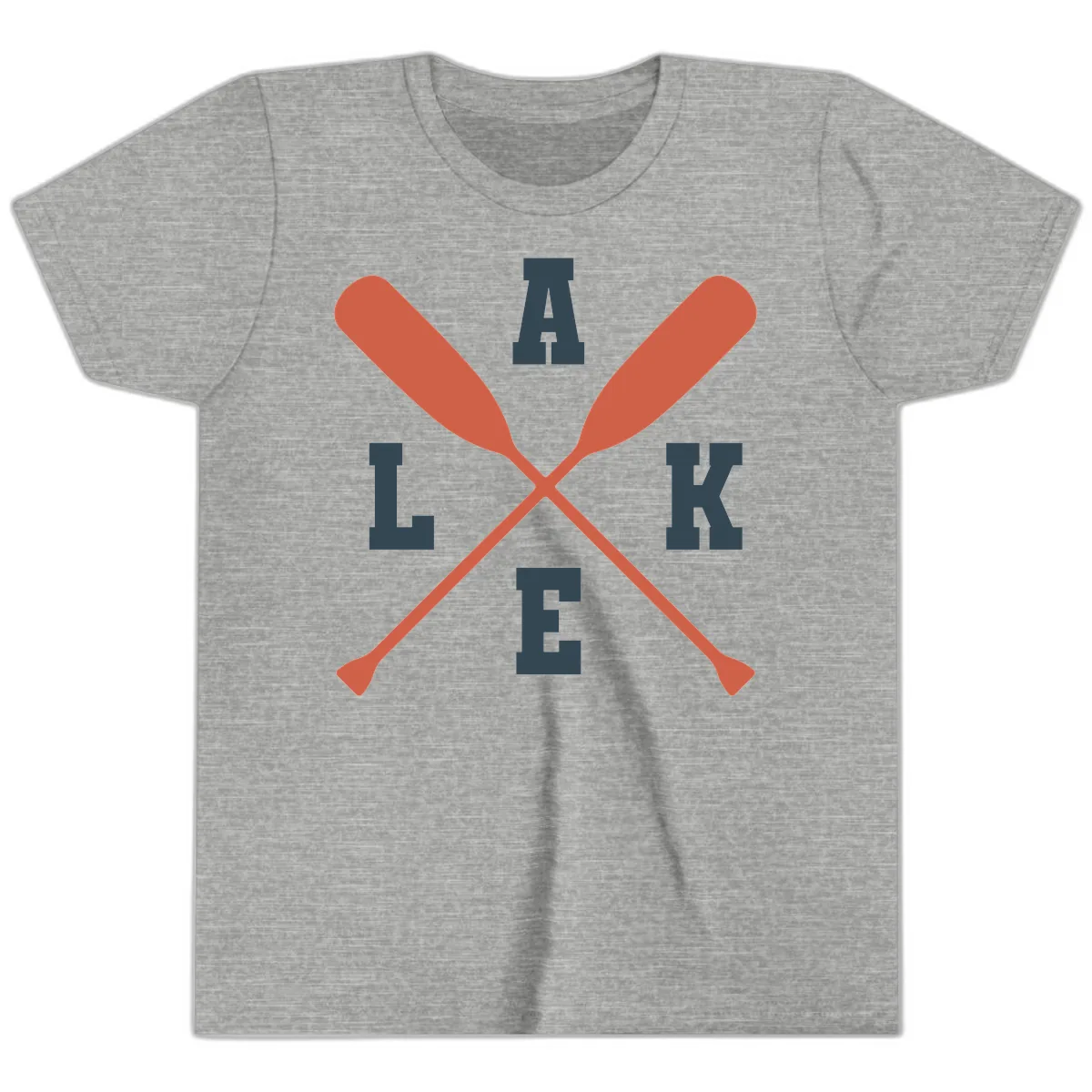 Oar Crossed Lake Life Emblem Youth T-Shirt in Athletic Heather