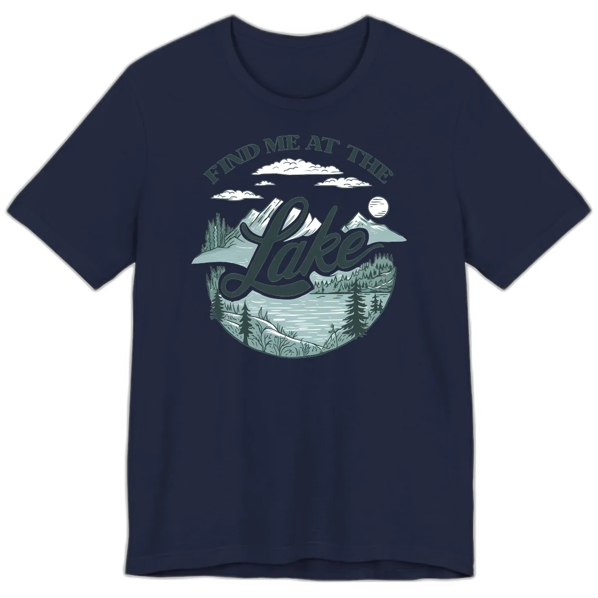 Find Me At The Lake Scenic Design Premium T-Shirt in Navy