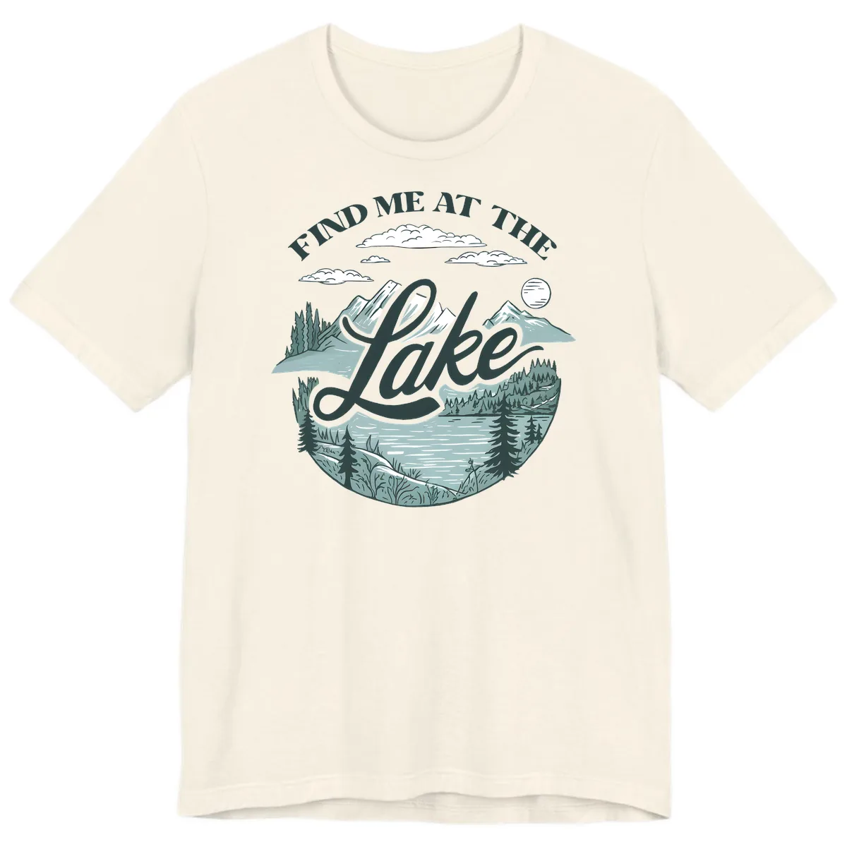 Find Me At The Lake Scenic Design Premium T-Shirt in Natural