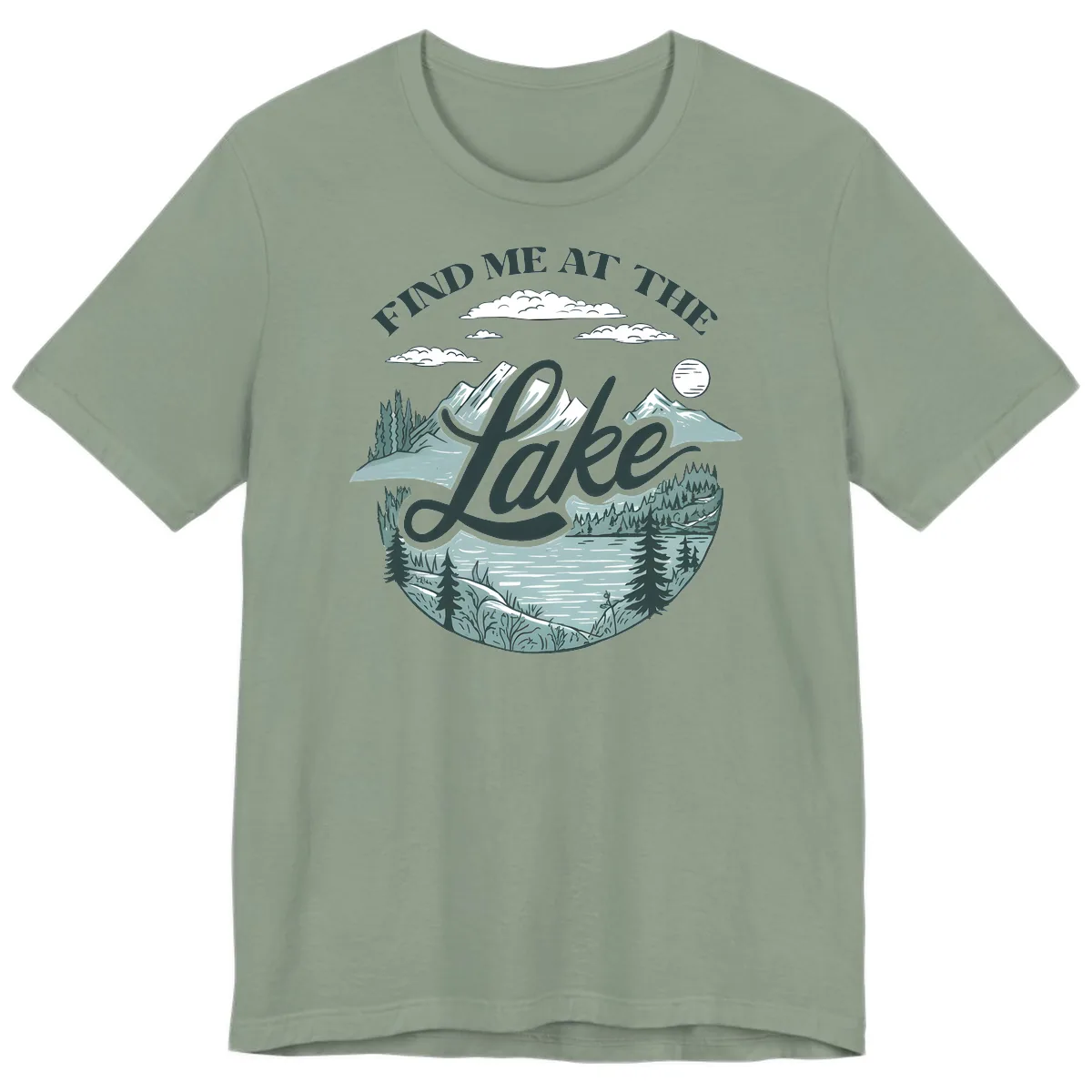Find Me At The Lake Scenic Design Premium T-Shirt in Sage