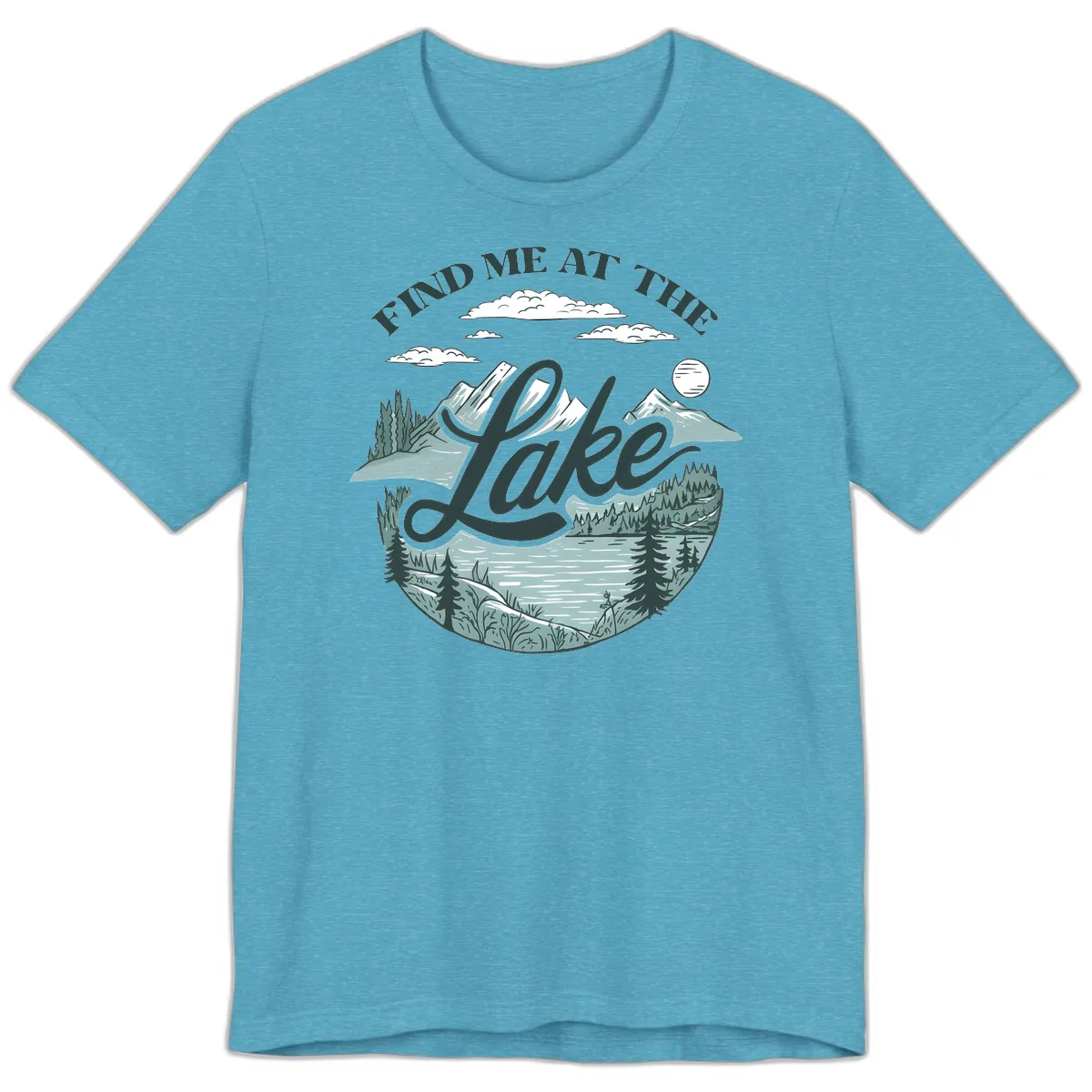 Find Me At The Lake Scenic Design Premium T-Shirt in Heather Aqua