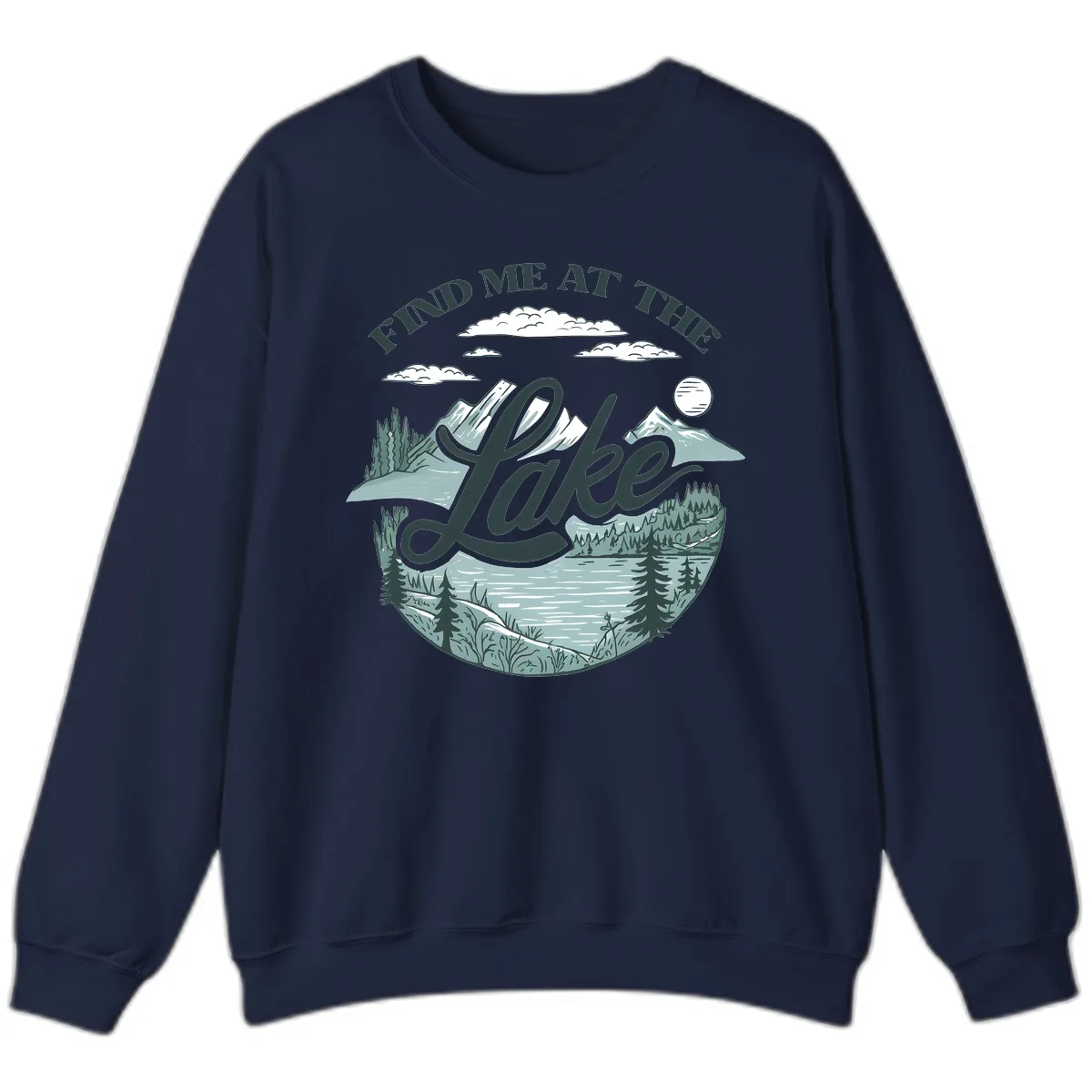 Find Me At The Lake Scenic Design Sweatshirt in Navy
