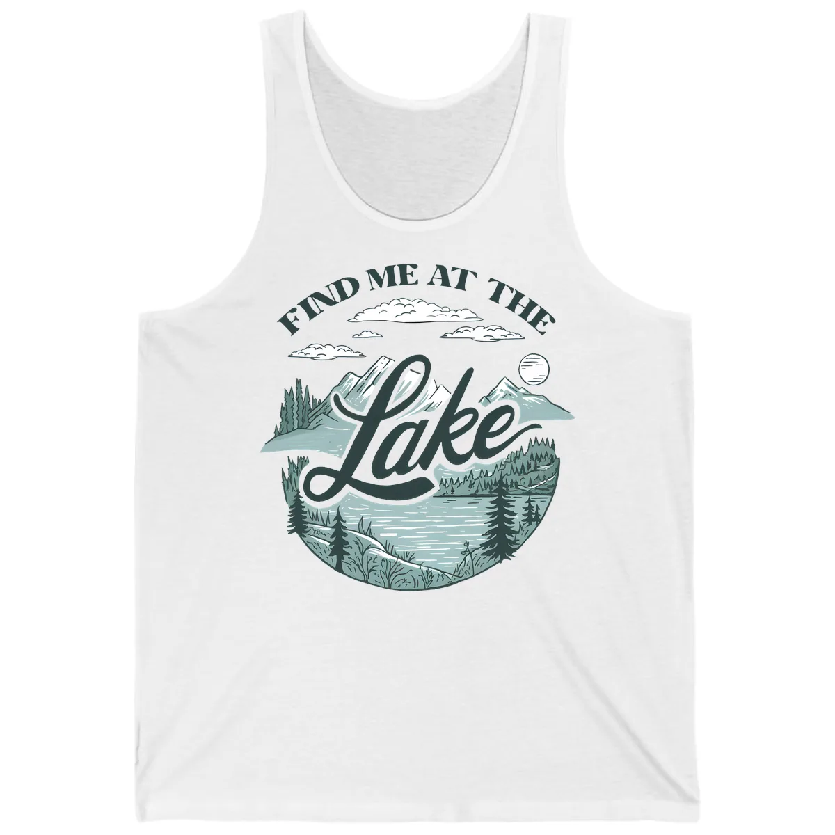 Find Me At The Lake Scenic Design Tank in White