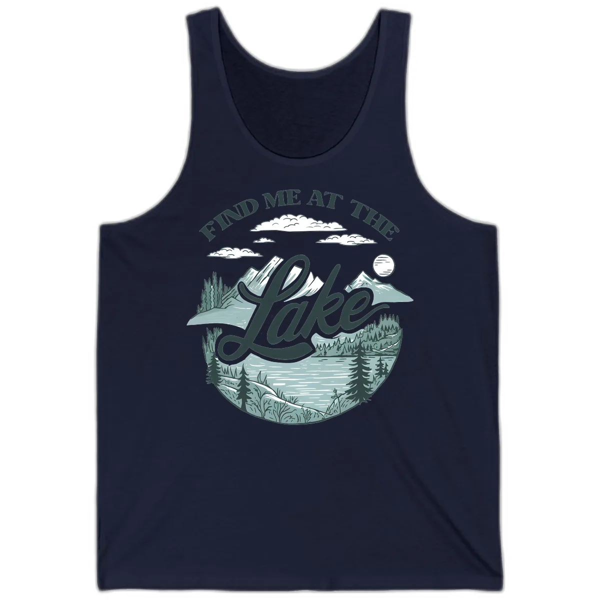 Find Me At The Lake Scenic Design Tank in Navy