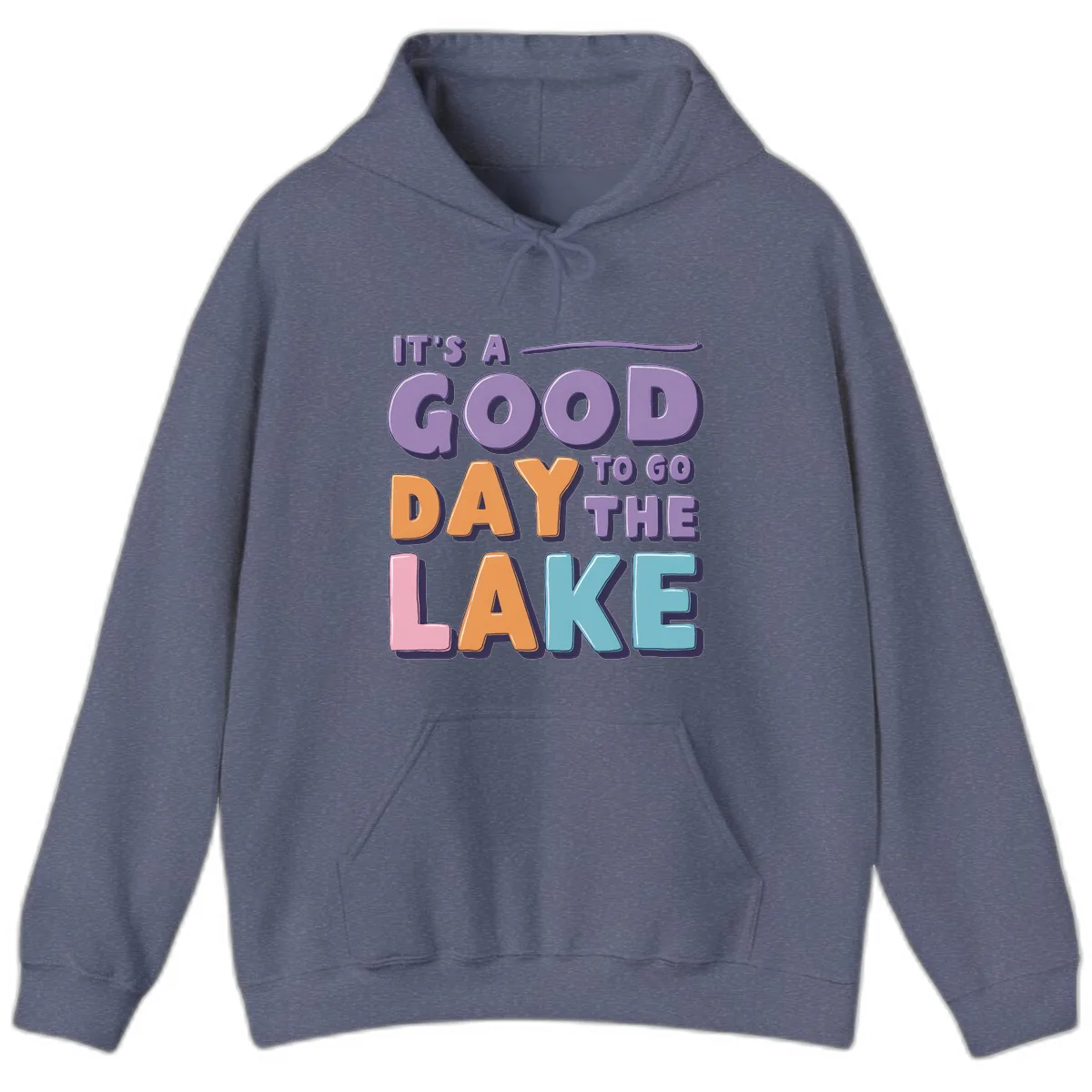 It's A Good Day To Go To The Lake Hoodie in Heather Navy