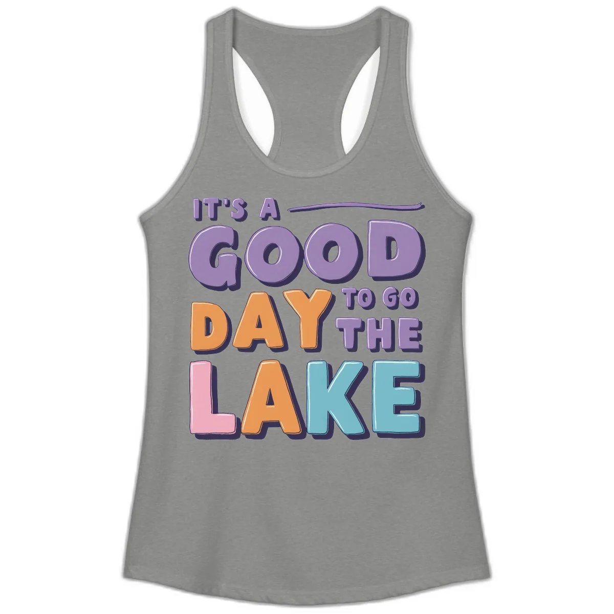 It's A Good Day To Go To The Lake Ladies Tank in Heather Grey