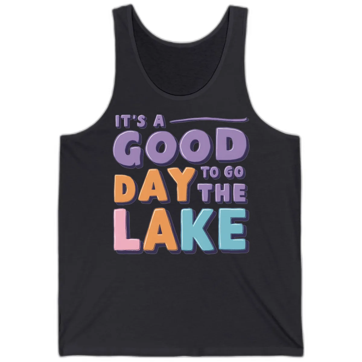 It's A Good Day To Go To The Lake Tank in Dark Grey