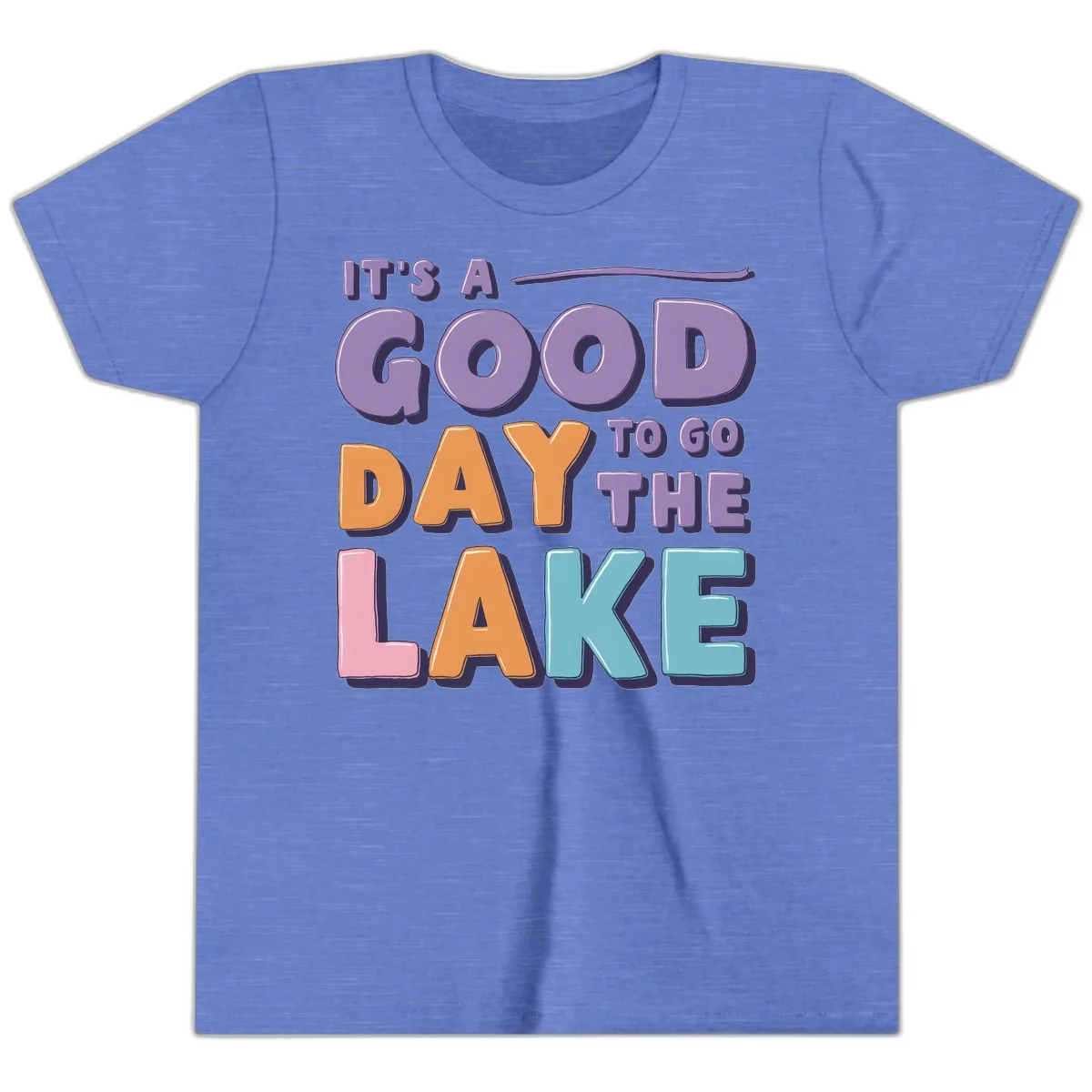 It's A Good Day To Go To The Lake Youth T-Shirt in Heather Columbia Blue