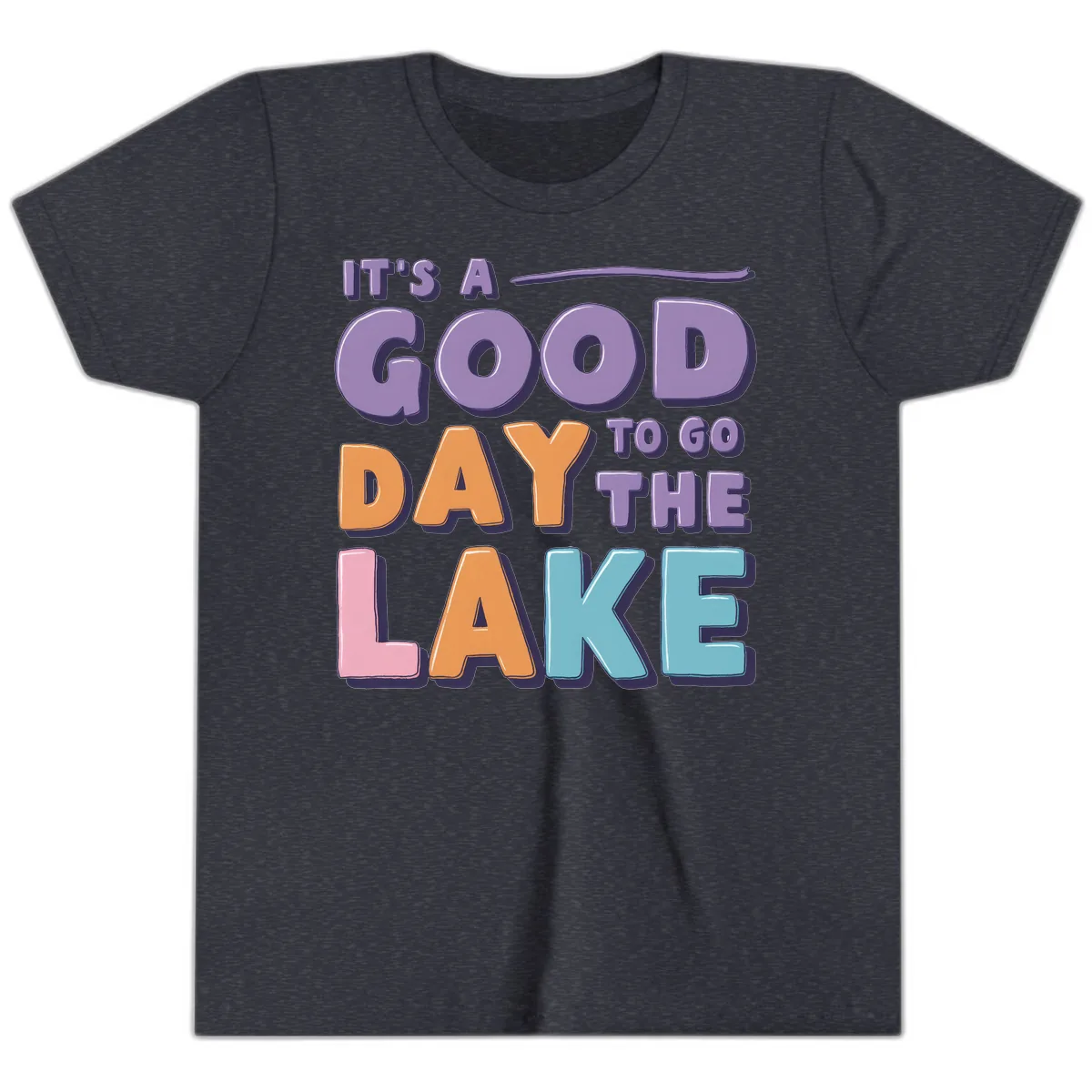It's A Good Day To Go To The Lake Youth T-Shirt in Heather Navy