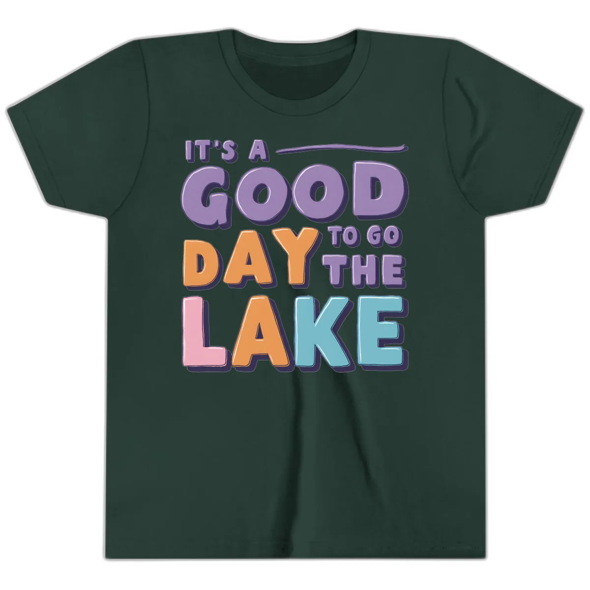 It's A Good Day To Go To The Lake Youth T-Shirt in Forest
