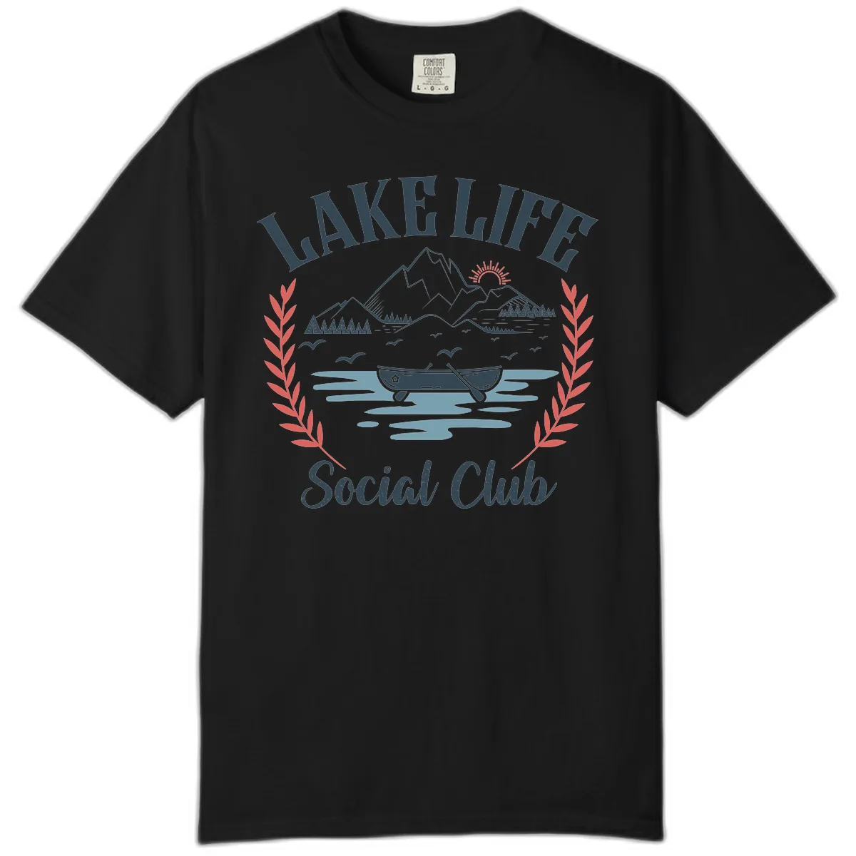 Lake Life Social Club Design Comfort Color in Black