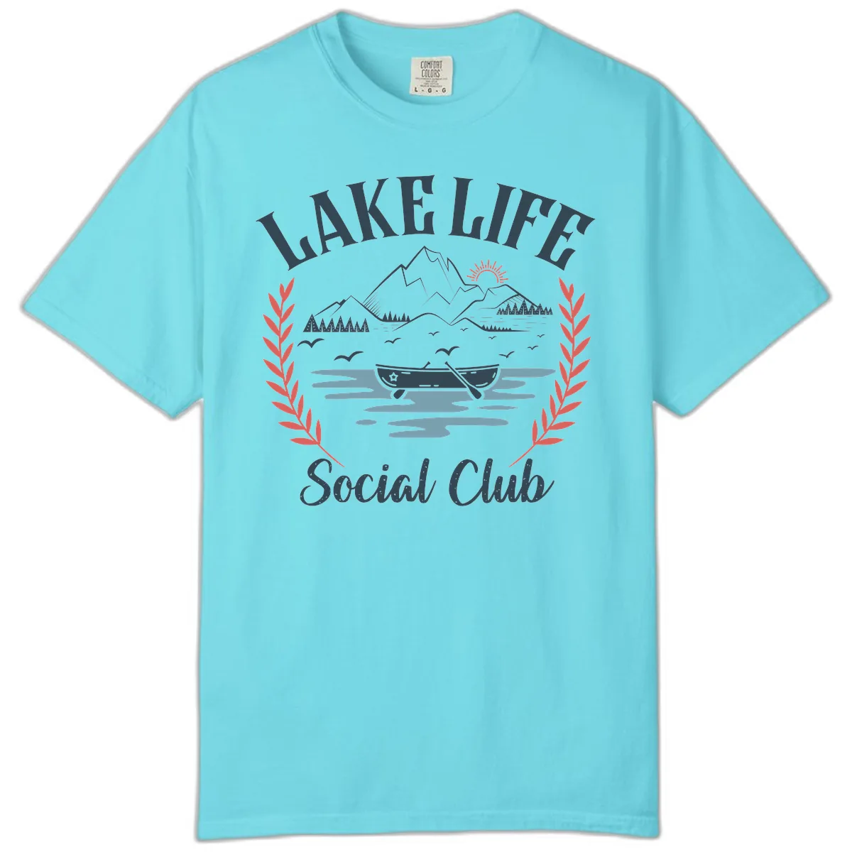 Lake Life Social Club Design Comfort Color in Lagoon Blue