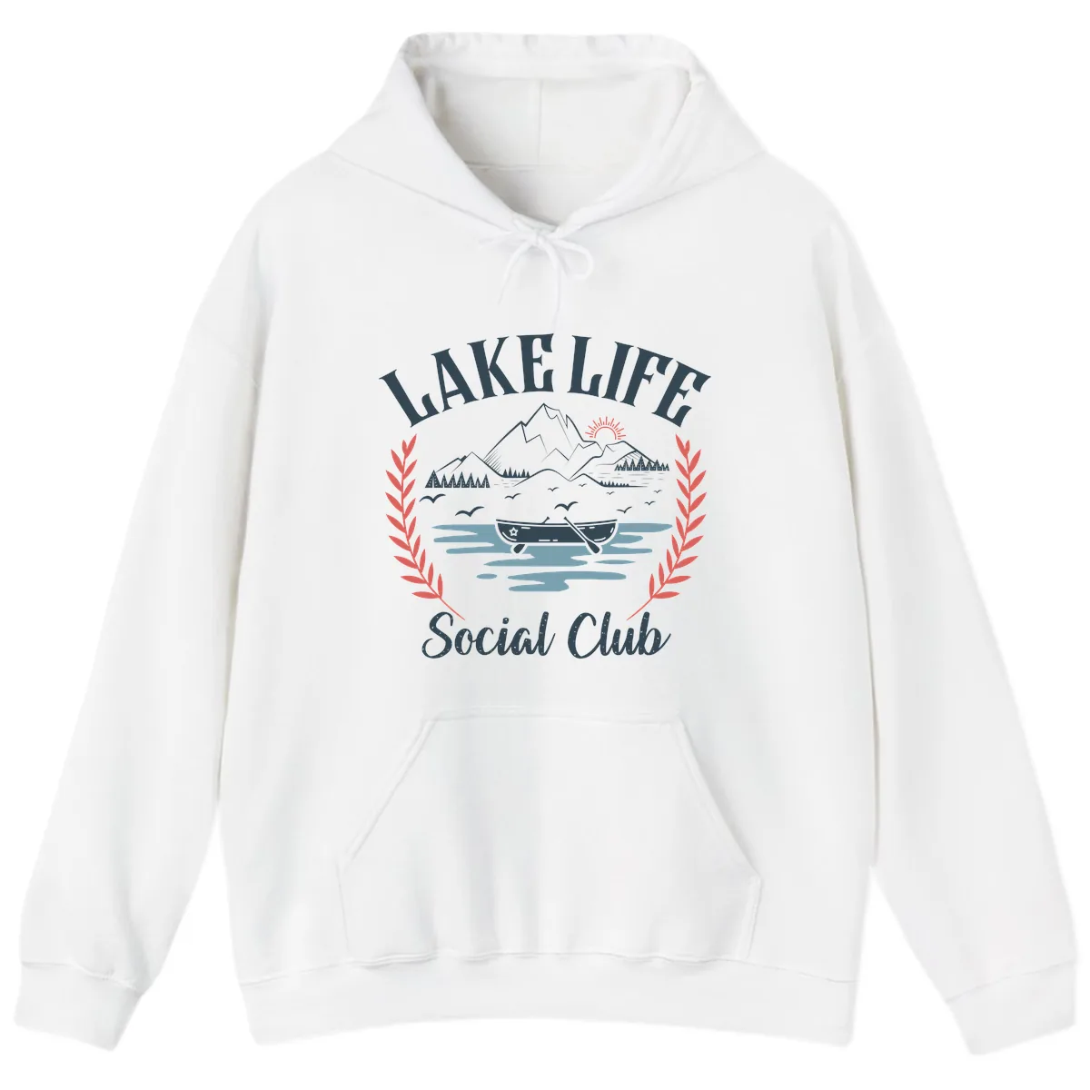 Lake Life Social Club Design Hoodie in White