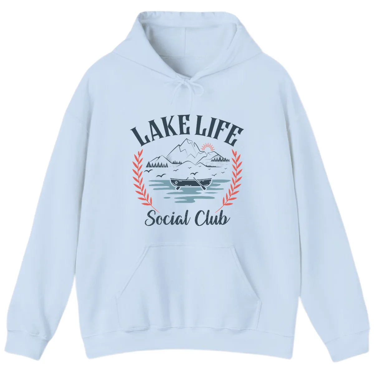 Lake Life Social Club Design Hoodie in Light Blue
