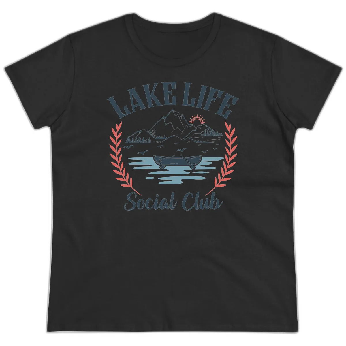 Lake Life Social Club Design Ladies Tee in Black