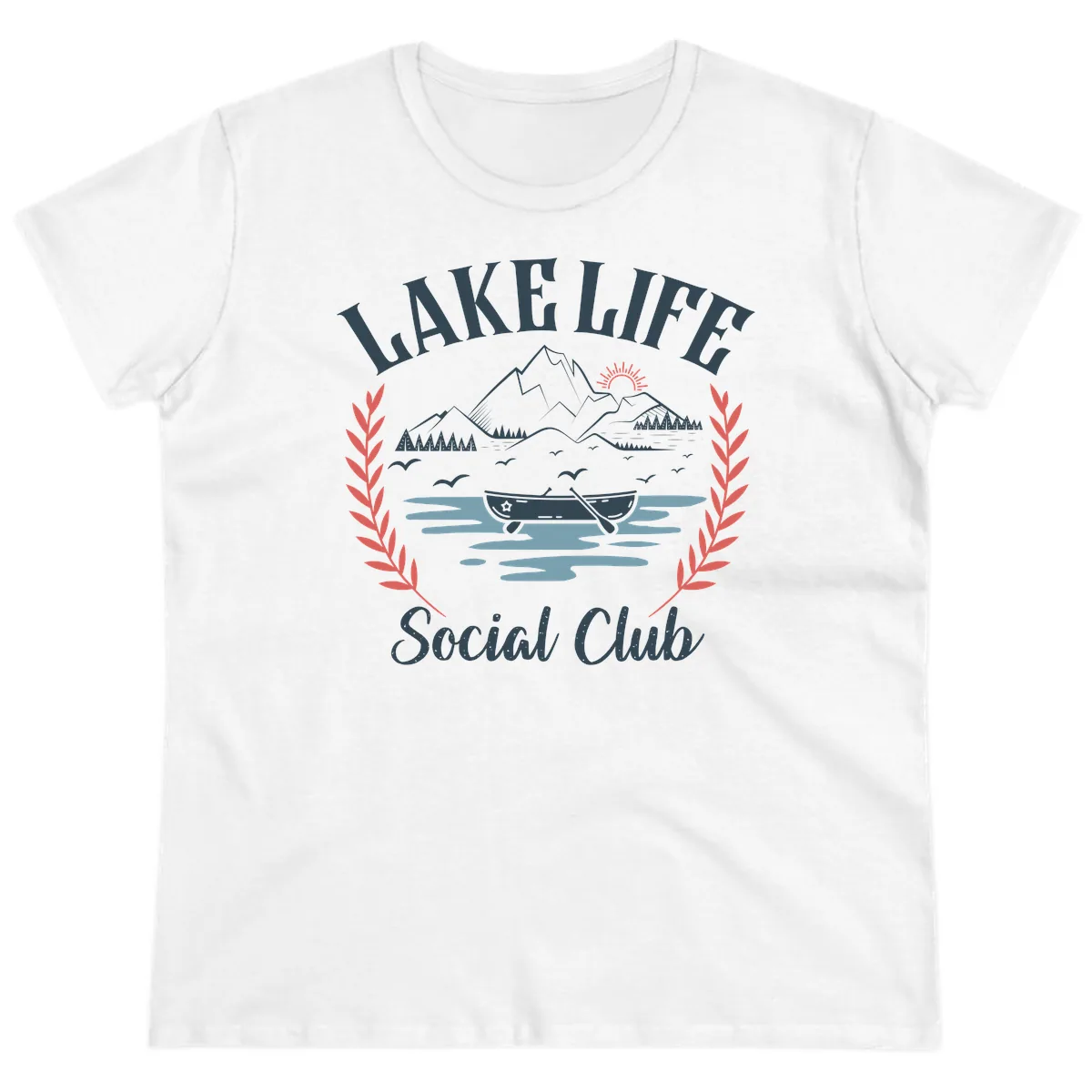 Lake Life Social Club Design Ladies Tee in White