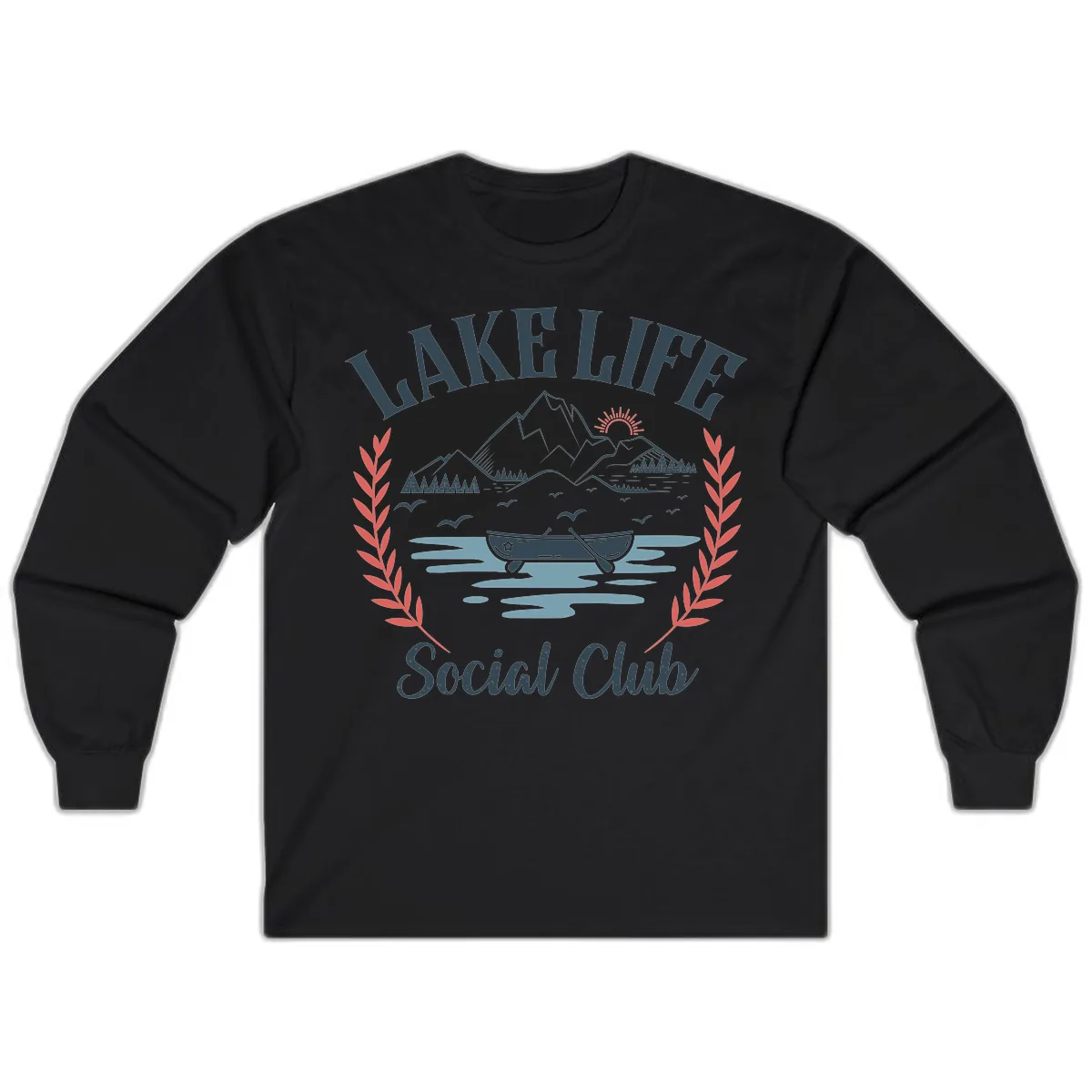 Lake Life Social Club Design Long Sleeve in Black