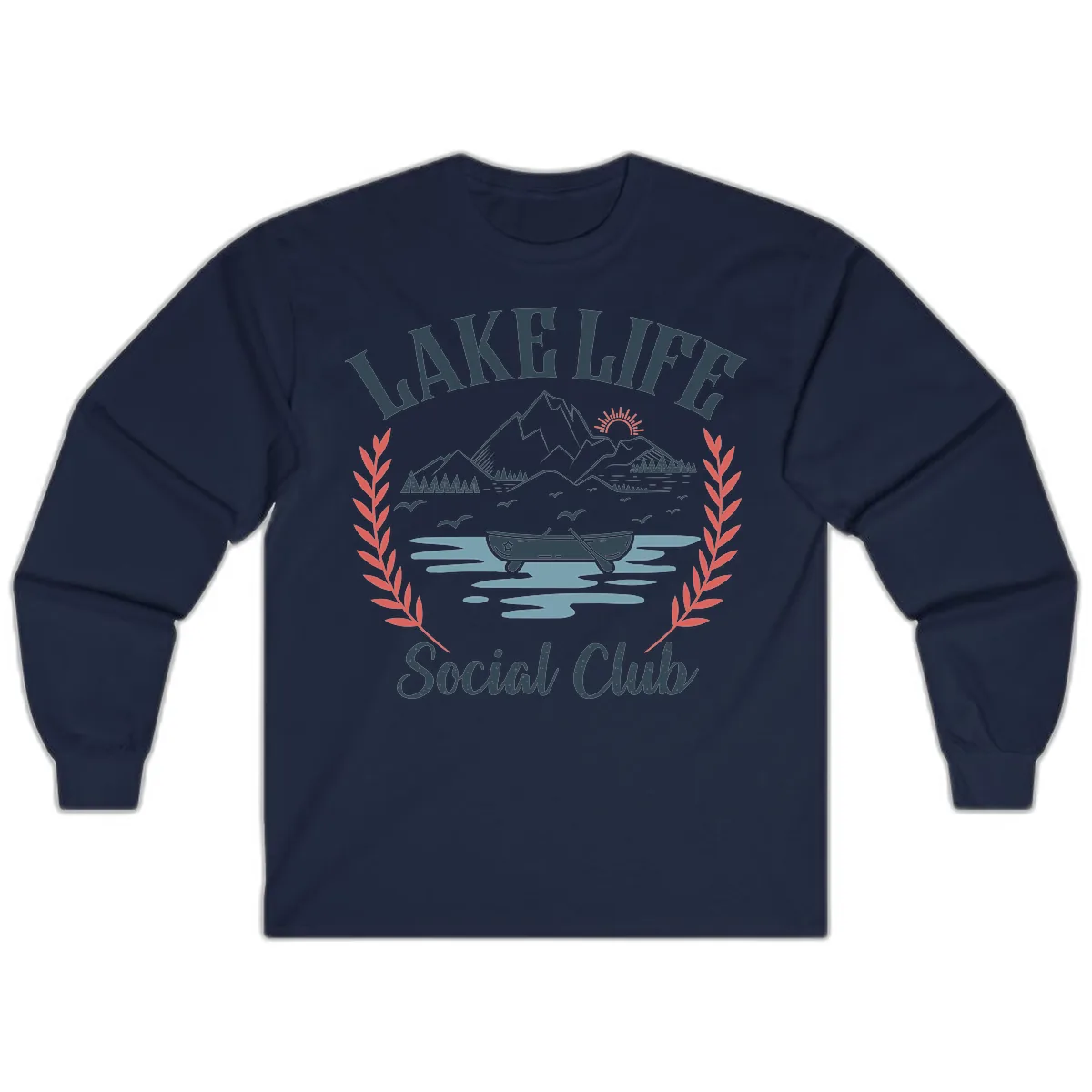 Lake Life Social Club Design Long Sleeve in Navy