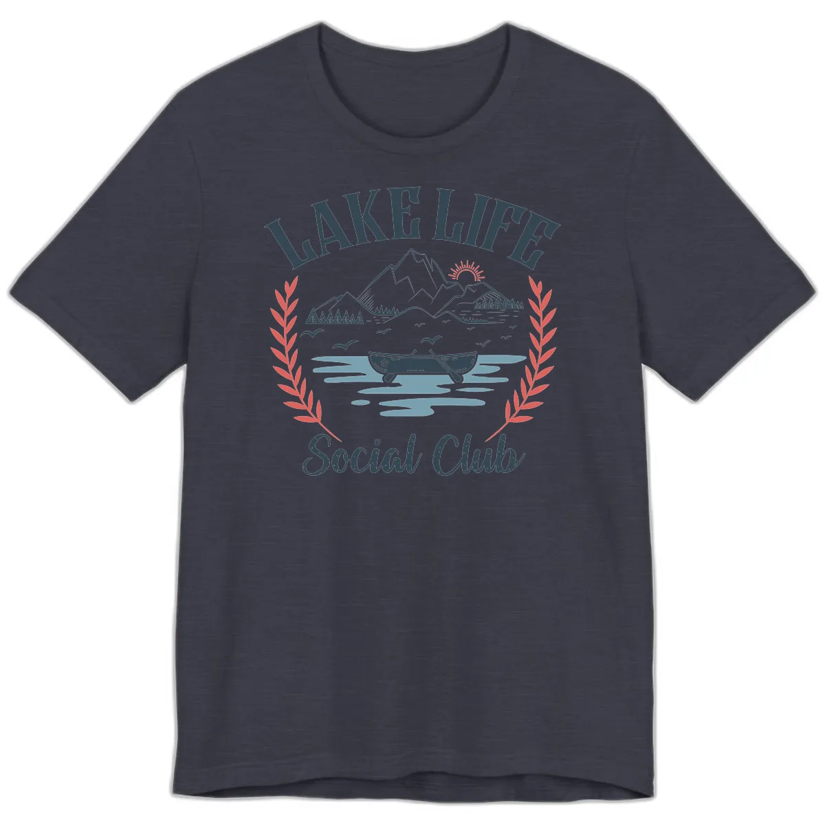 Lake Life Social Club Design Premium T-Shirt in Heather Midnight Navy