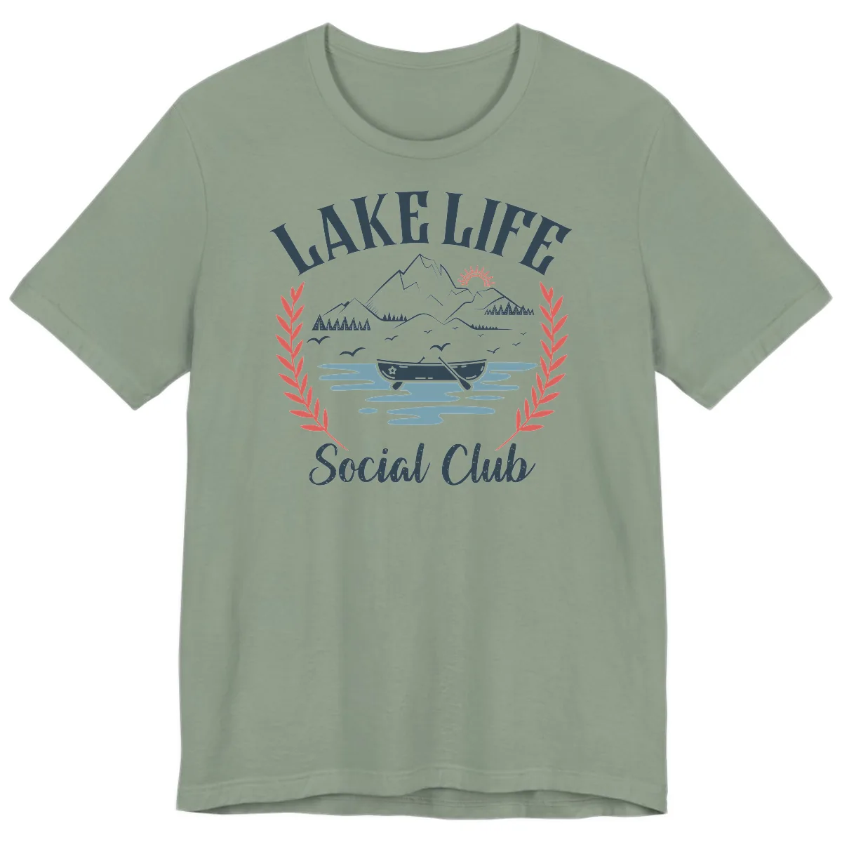 Lake Life Social Club Design Premium T-Shirt in Sage