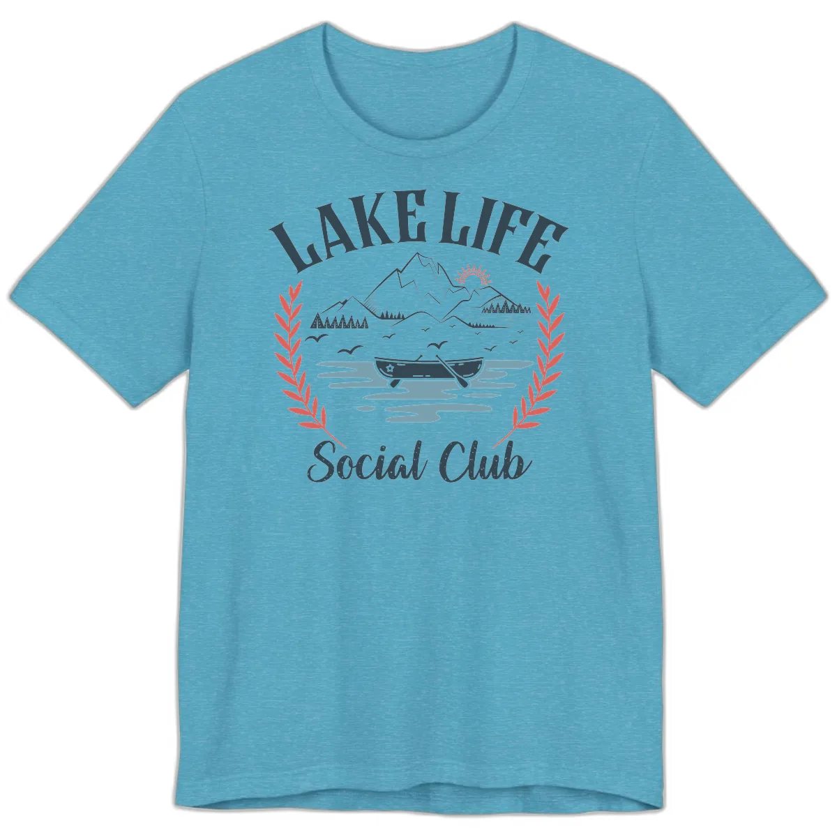 Lake Life Social Club Design Premium T-Shirt in Heather Aqua