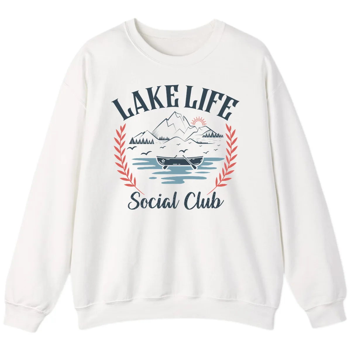 Lake Life Social Club Design Sweatshirt in White