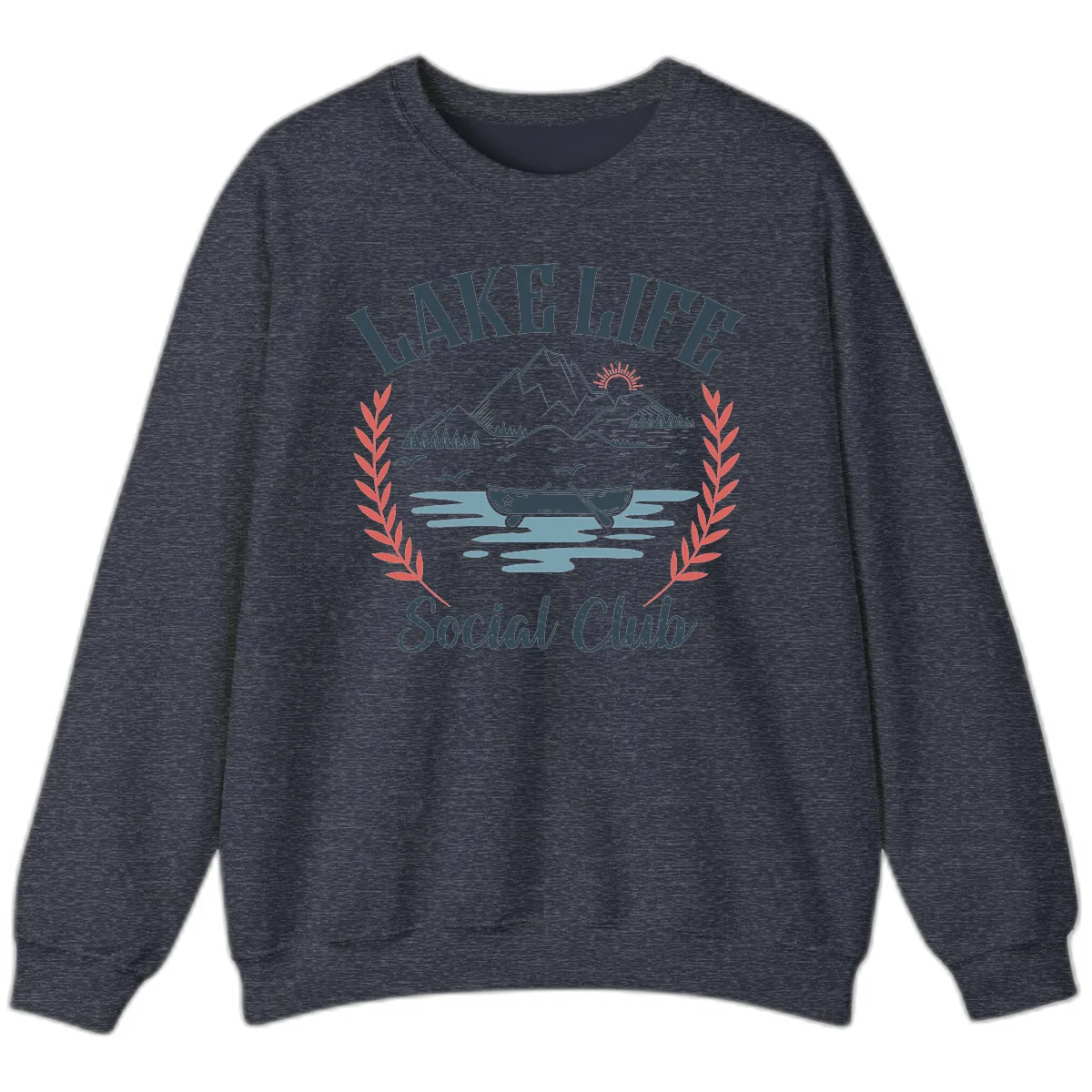 Lake Life Social Club Design Sweatshirt in Heather Sport Dark Navy