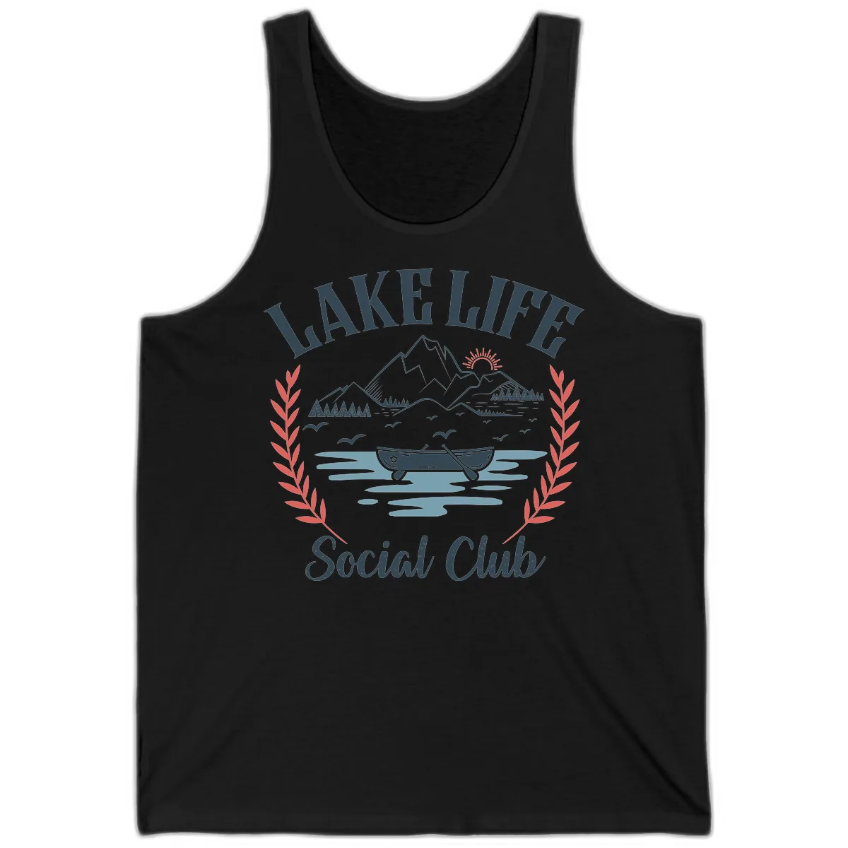 Lake Life Social Club Design Tank in Black